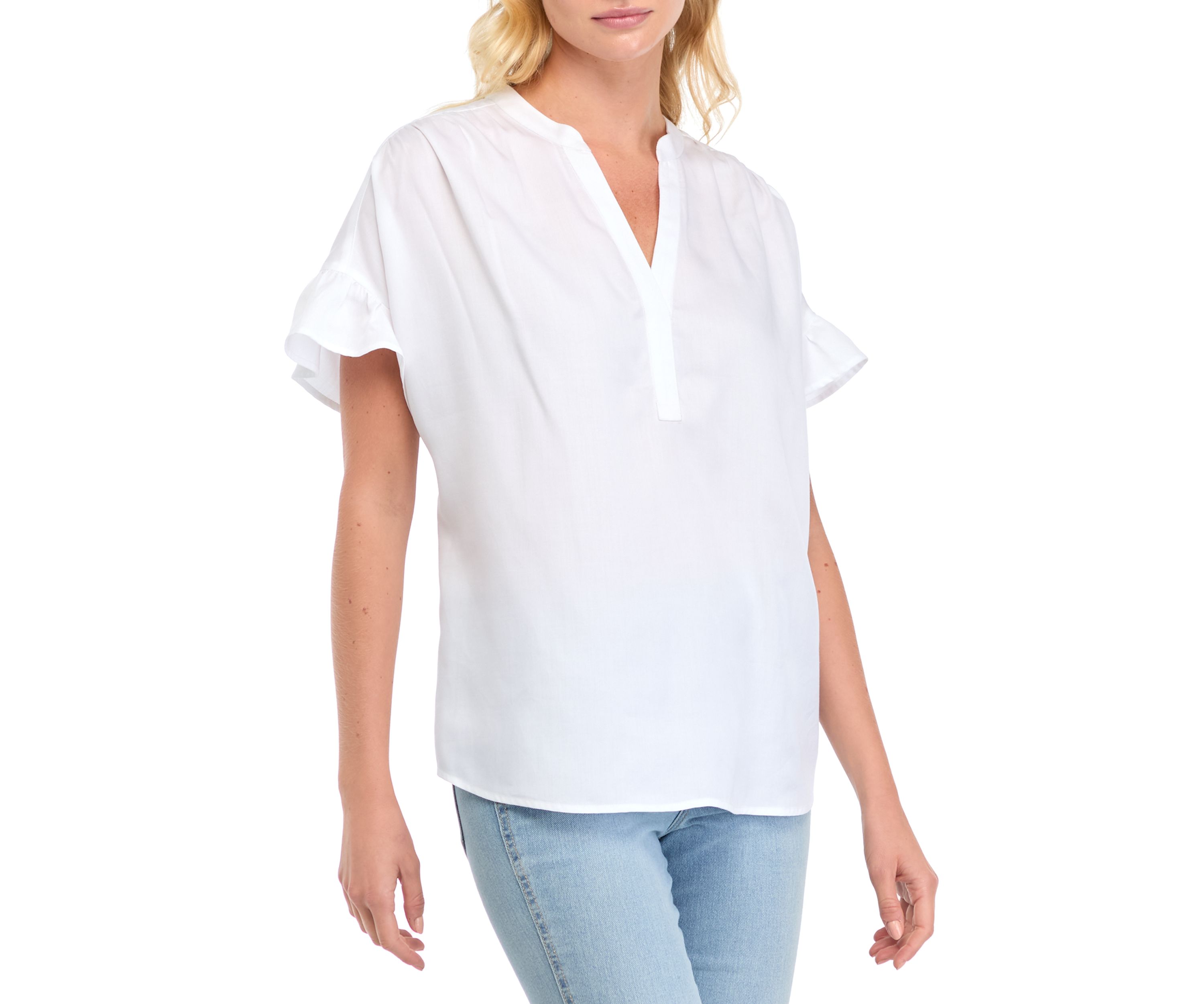 Womens Short Sleeve Dolman Ruffle Top