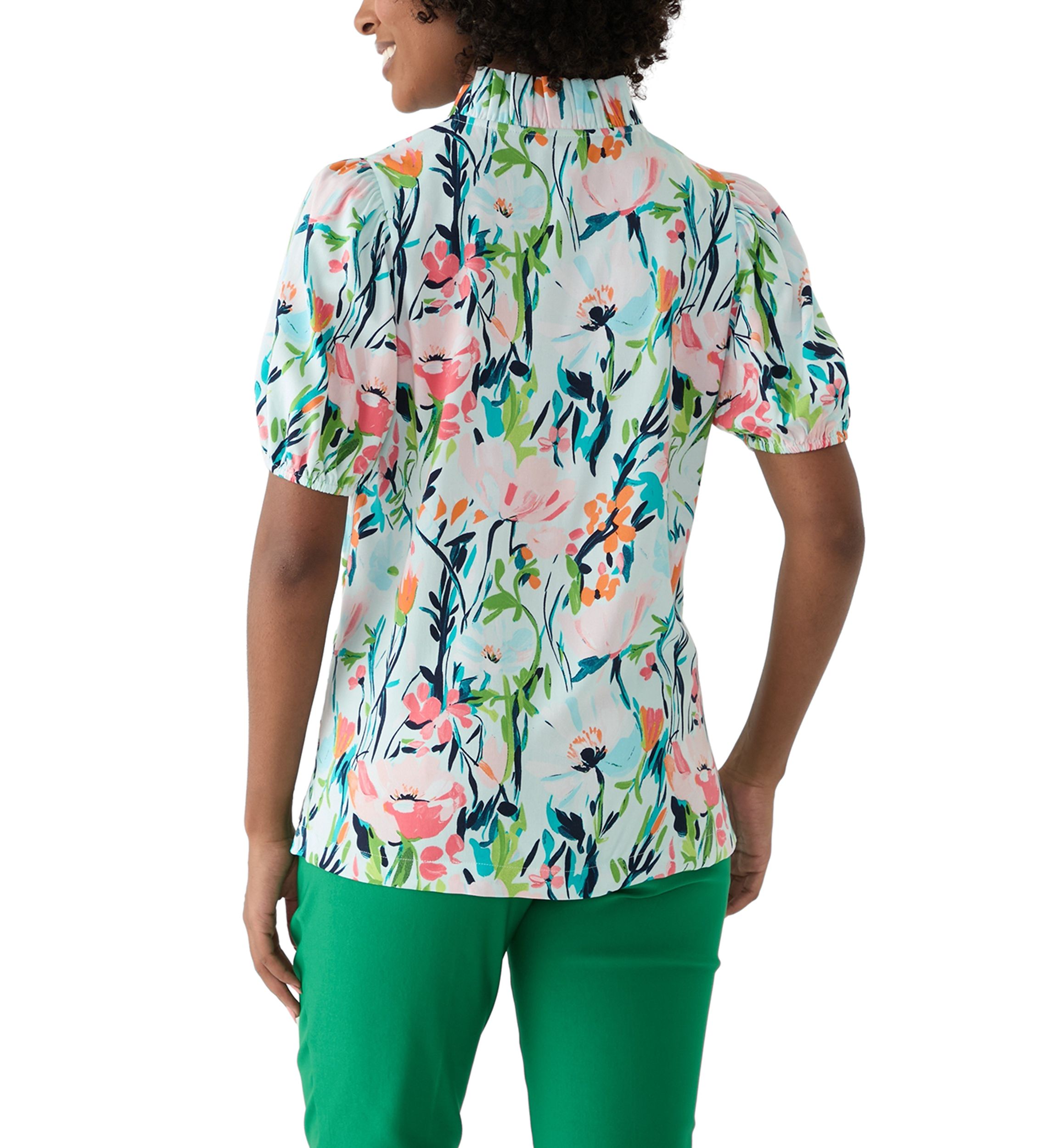 Womens Ruffle Printed Top