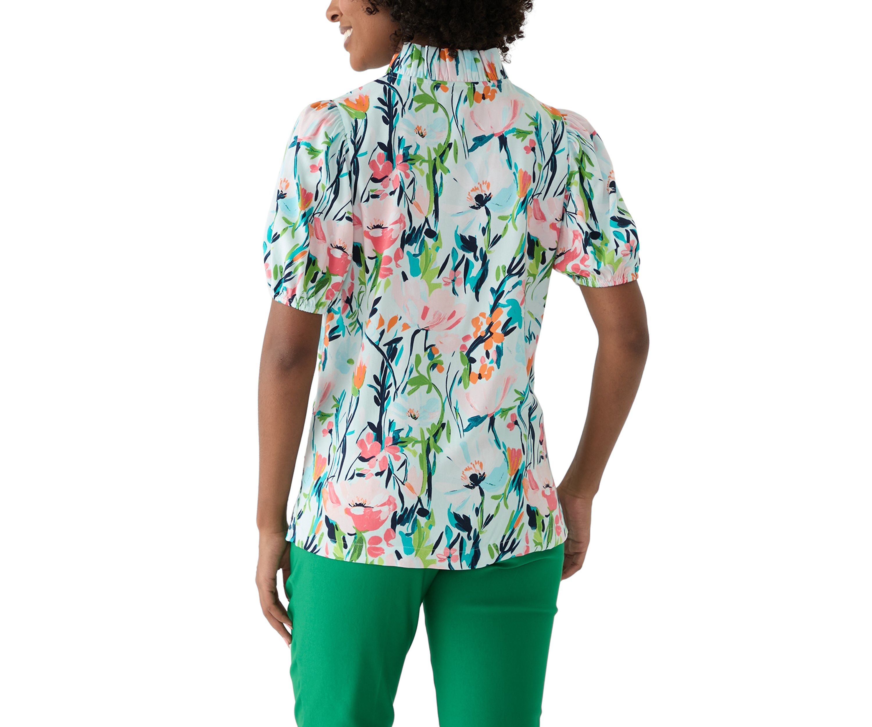 Womens Ruffle Printed Top