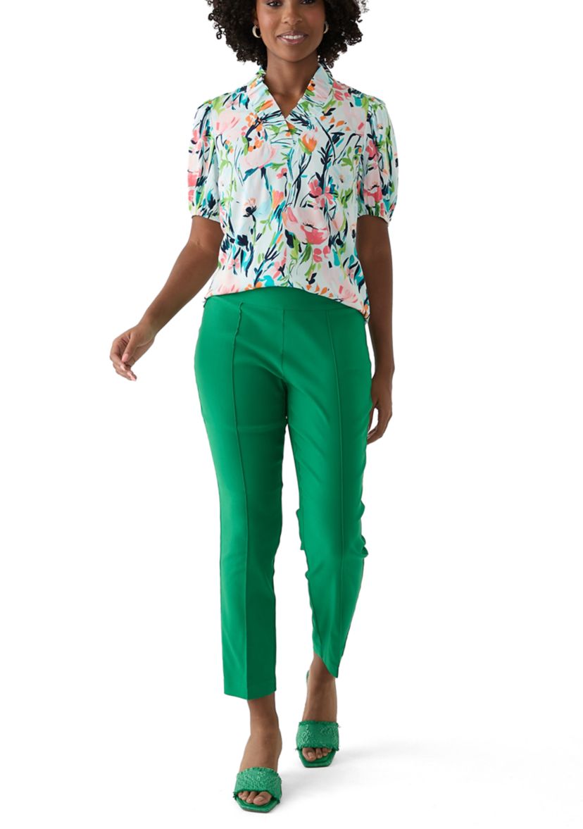 Womens Ruffle Printed Top