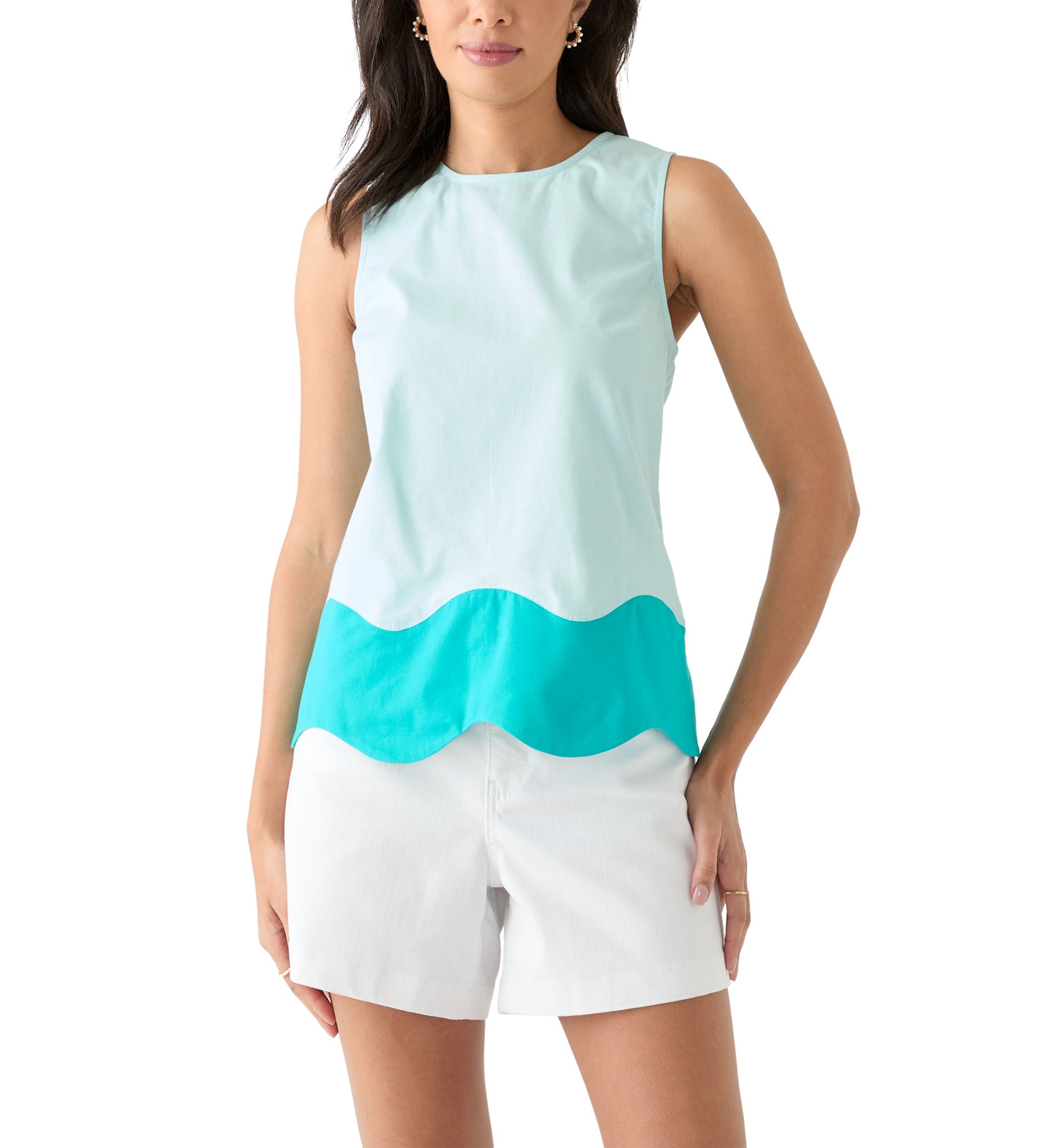 Womens Sleeveless A-Line Trim Top