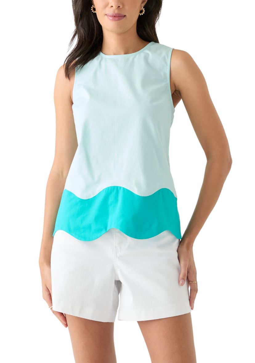 Womens Sleeveless A-Line Trim Top