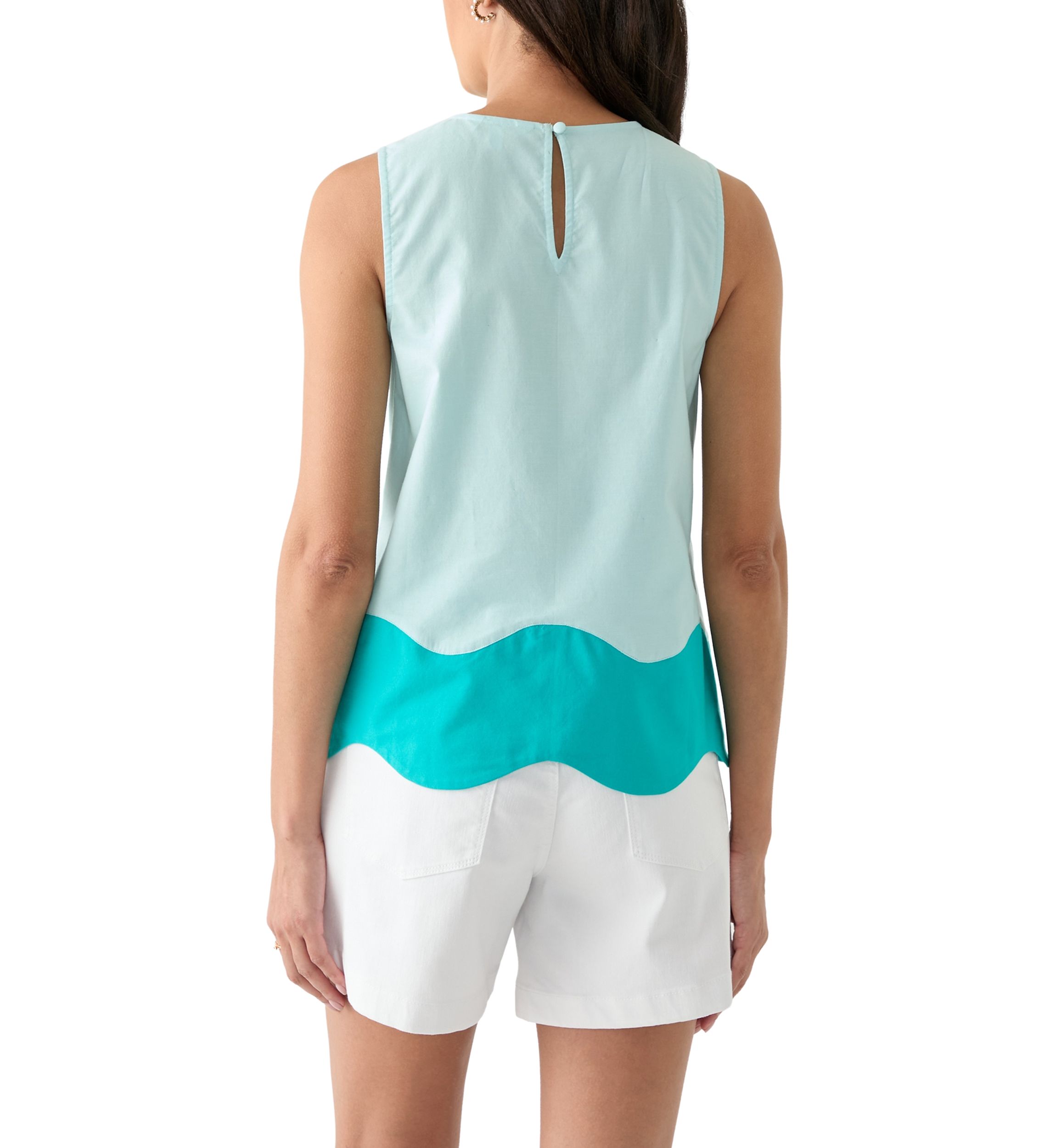 Womens Sleeveless A-Line Trim Top