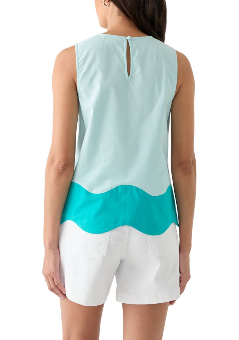 Womens Sleeveless A-Line Trim Top