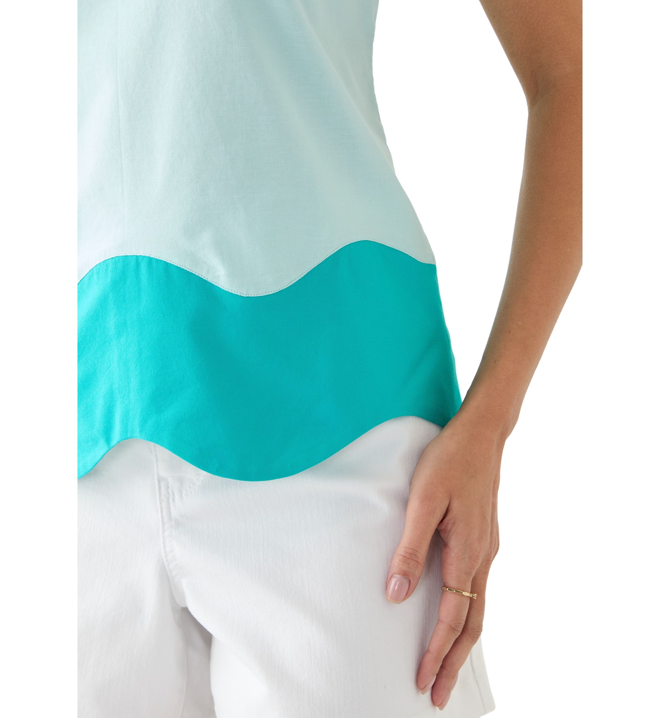 Womens Sleeveless A-Line Trim Top