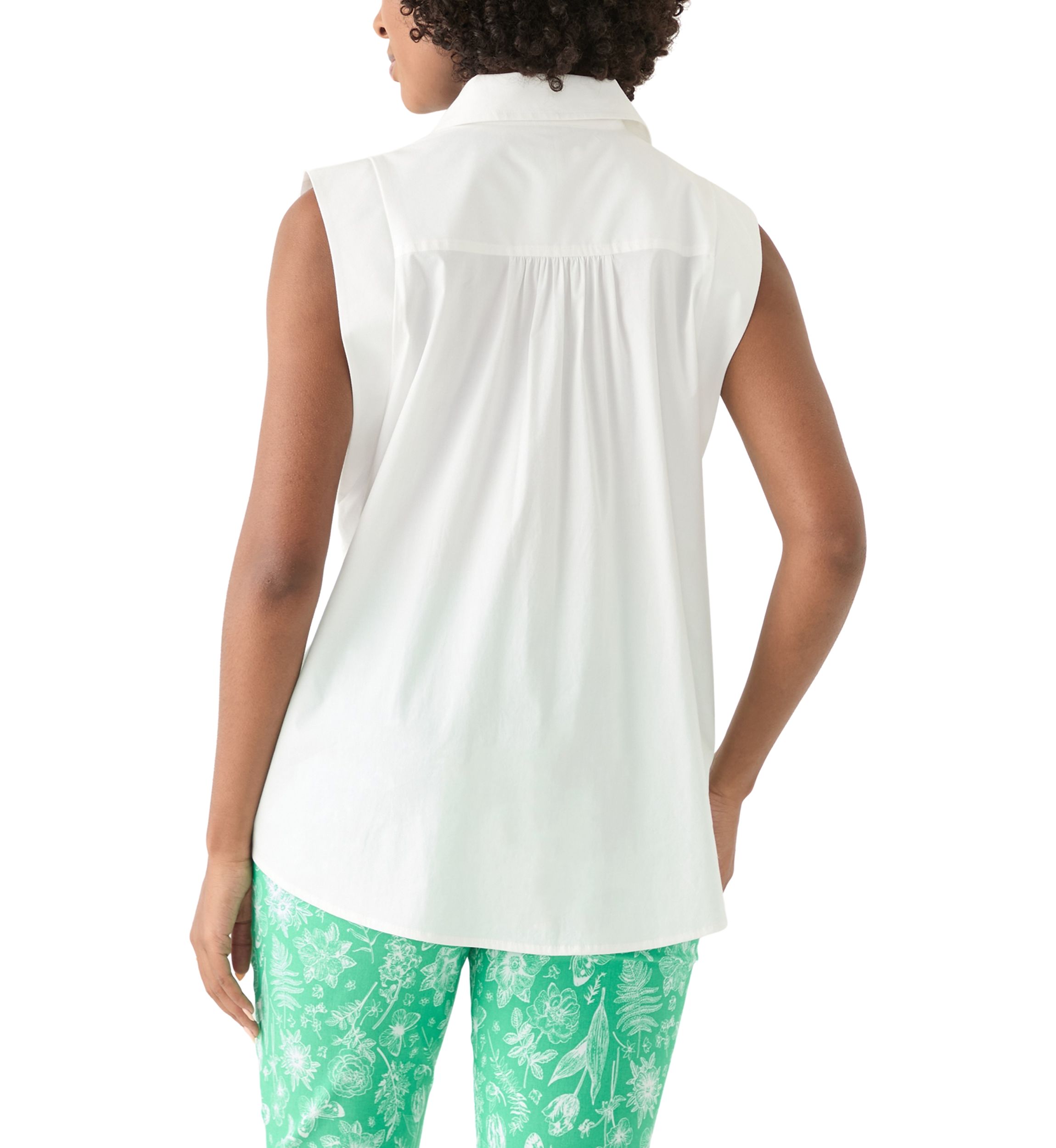 Womens Sleeveless Button Down Shirt 