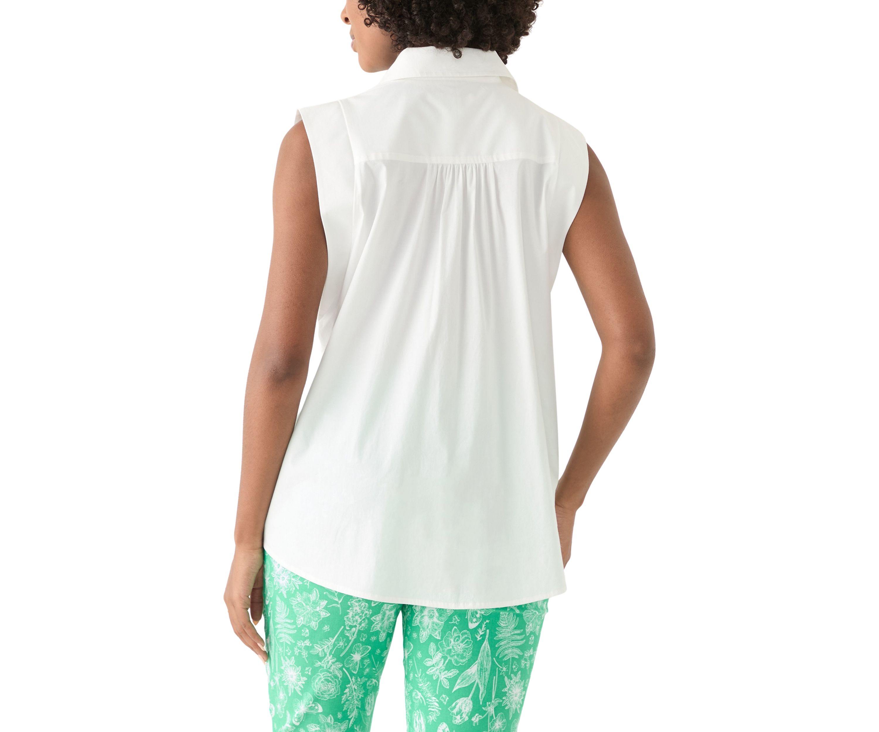 Womens Sleeveless Button Down Shirt 