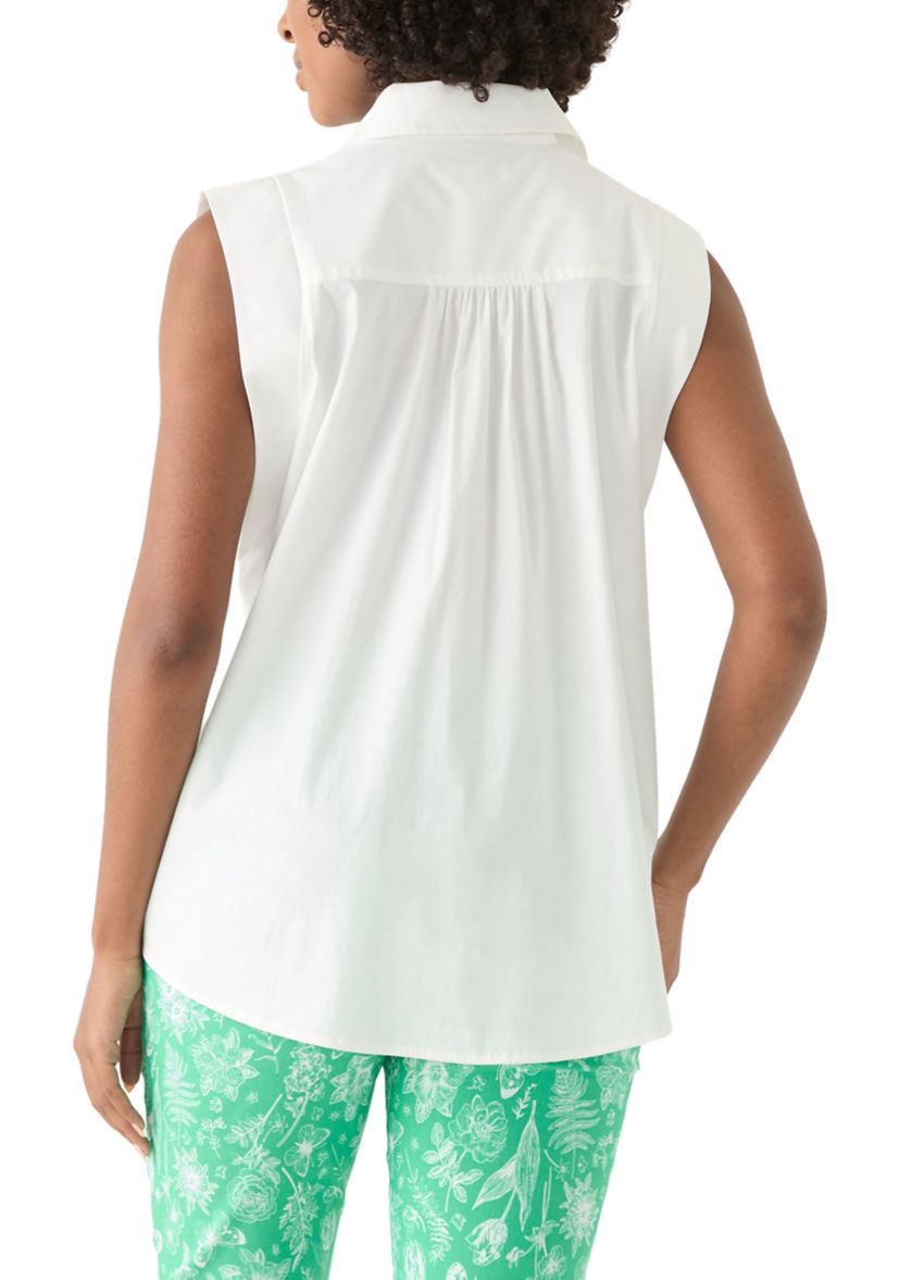 Womens Sleeveless Button Down Shirt 