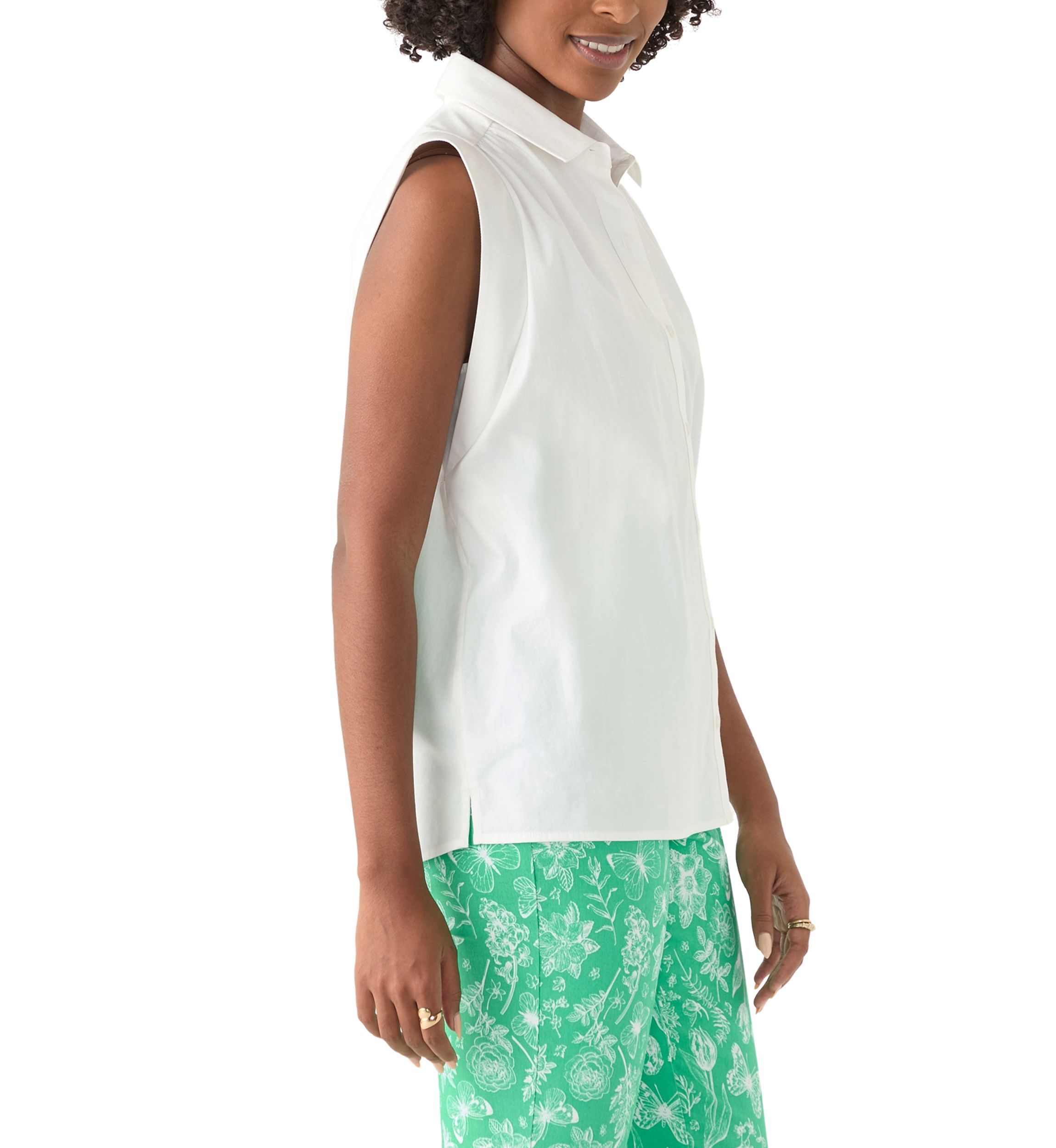 Womens Sleeveless Button Down Shirt 