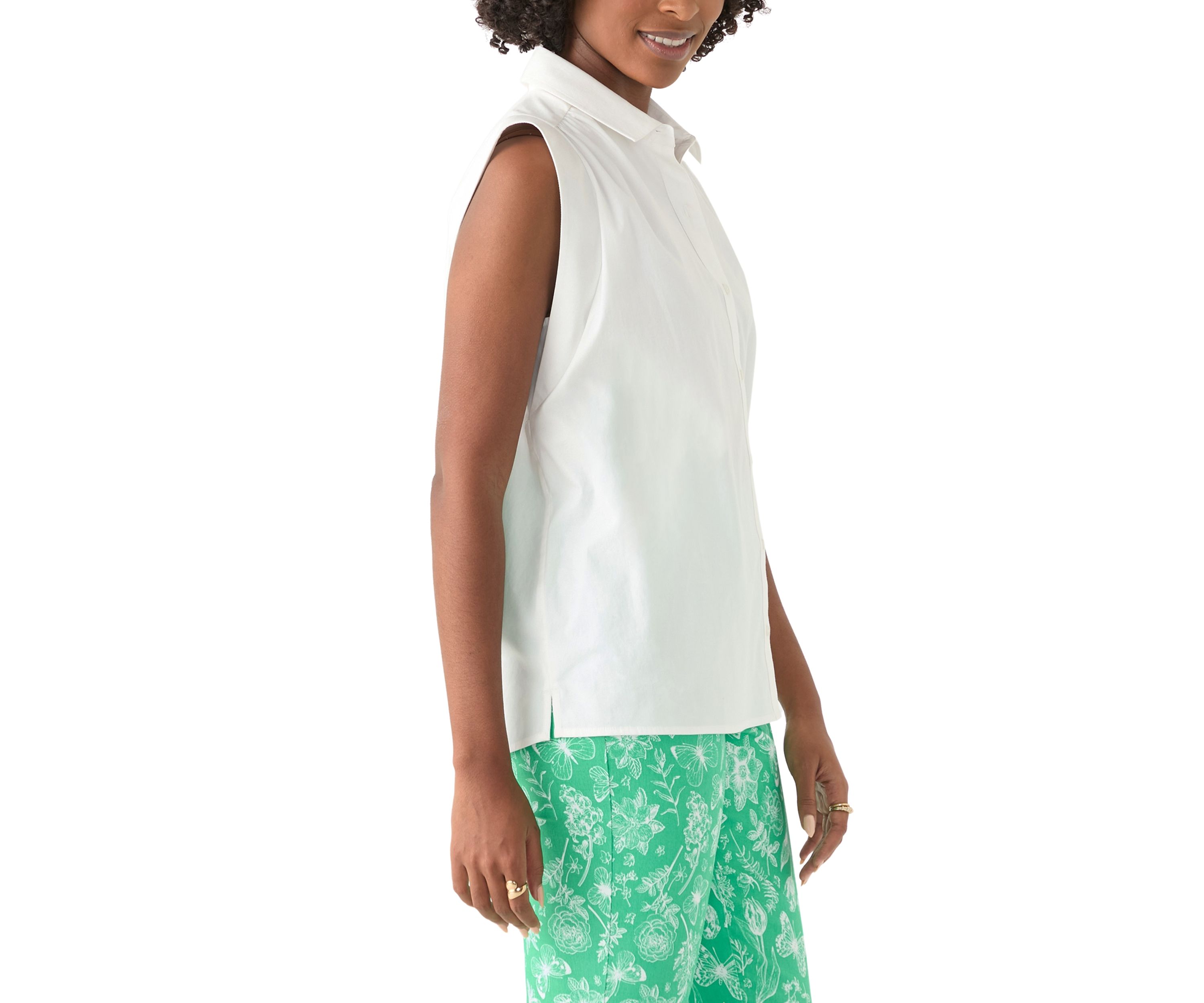 Womens Sleeveless Button Down Shirt 