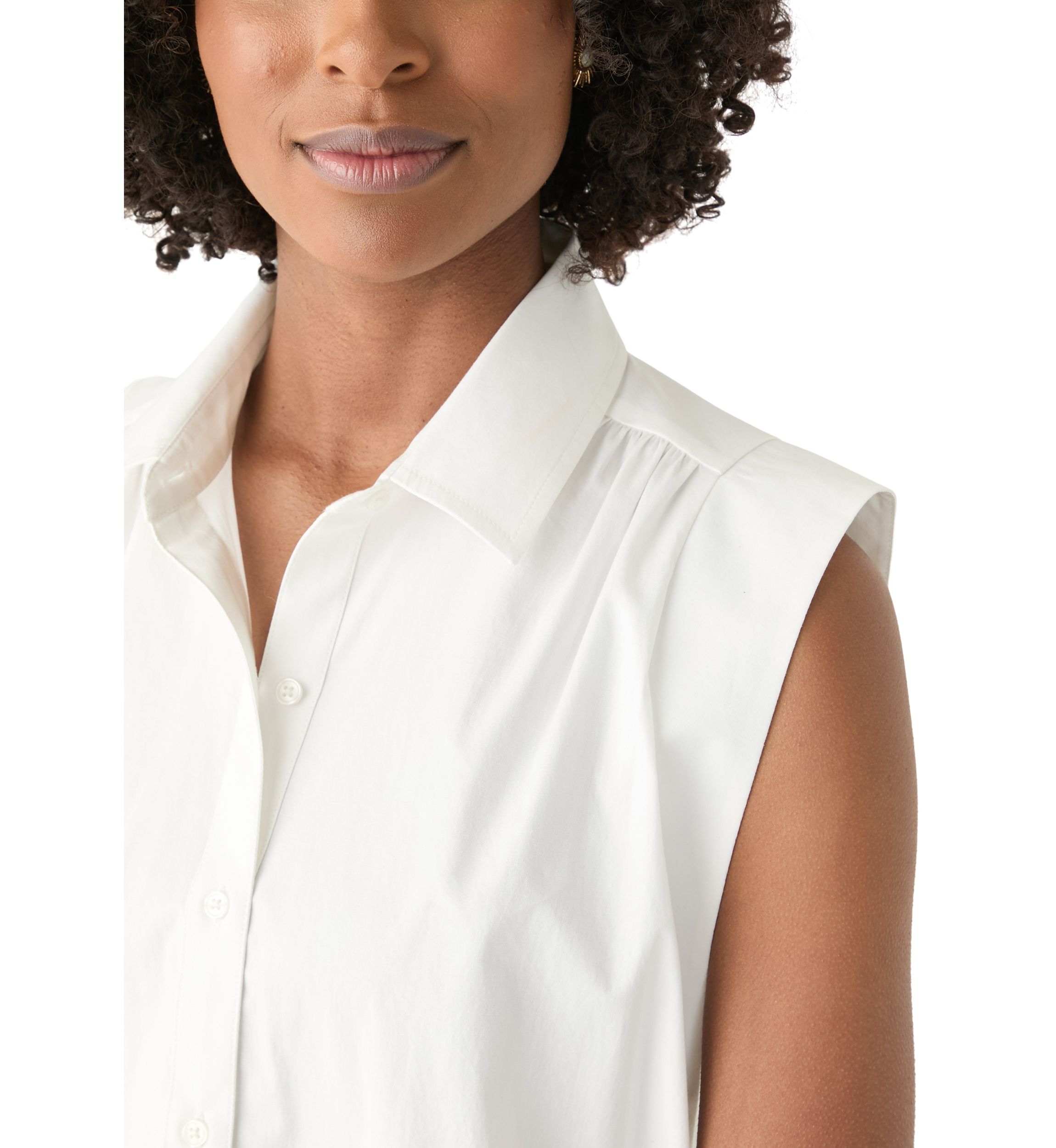 Womens Sleeveless Button Down Shirt 