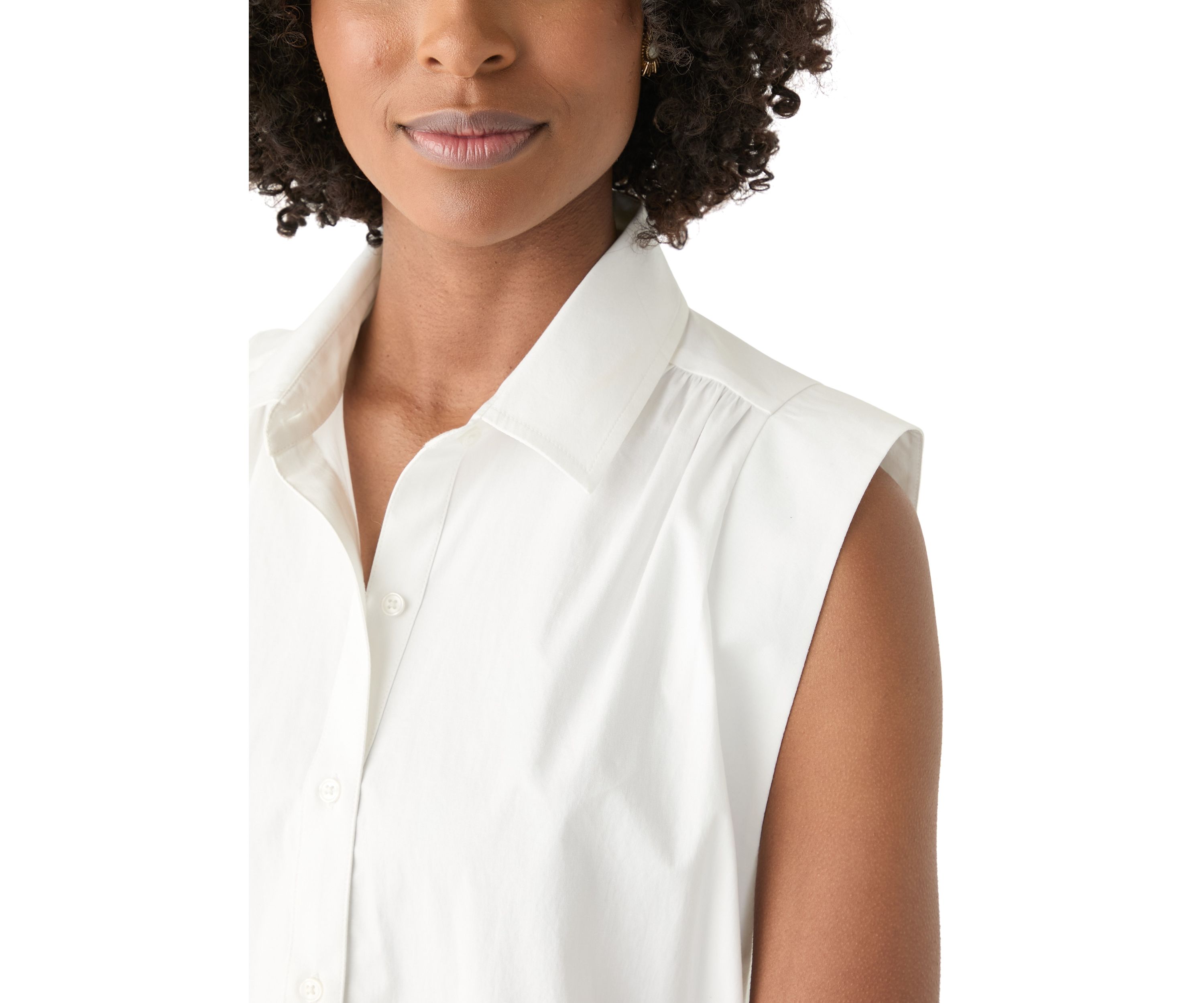 Womens Sleeveless Button Down Shirt 