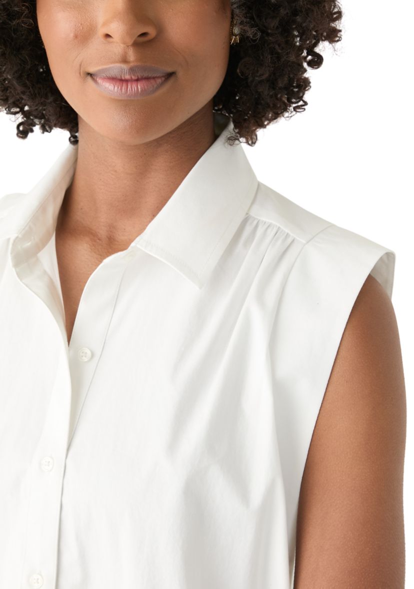 Womens Sleeveless Button Down Shirt 