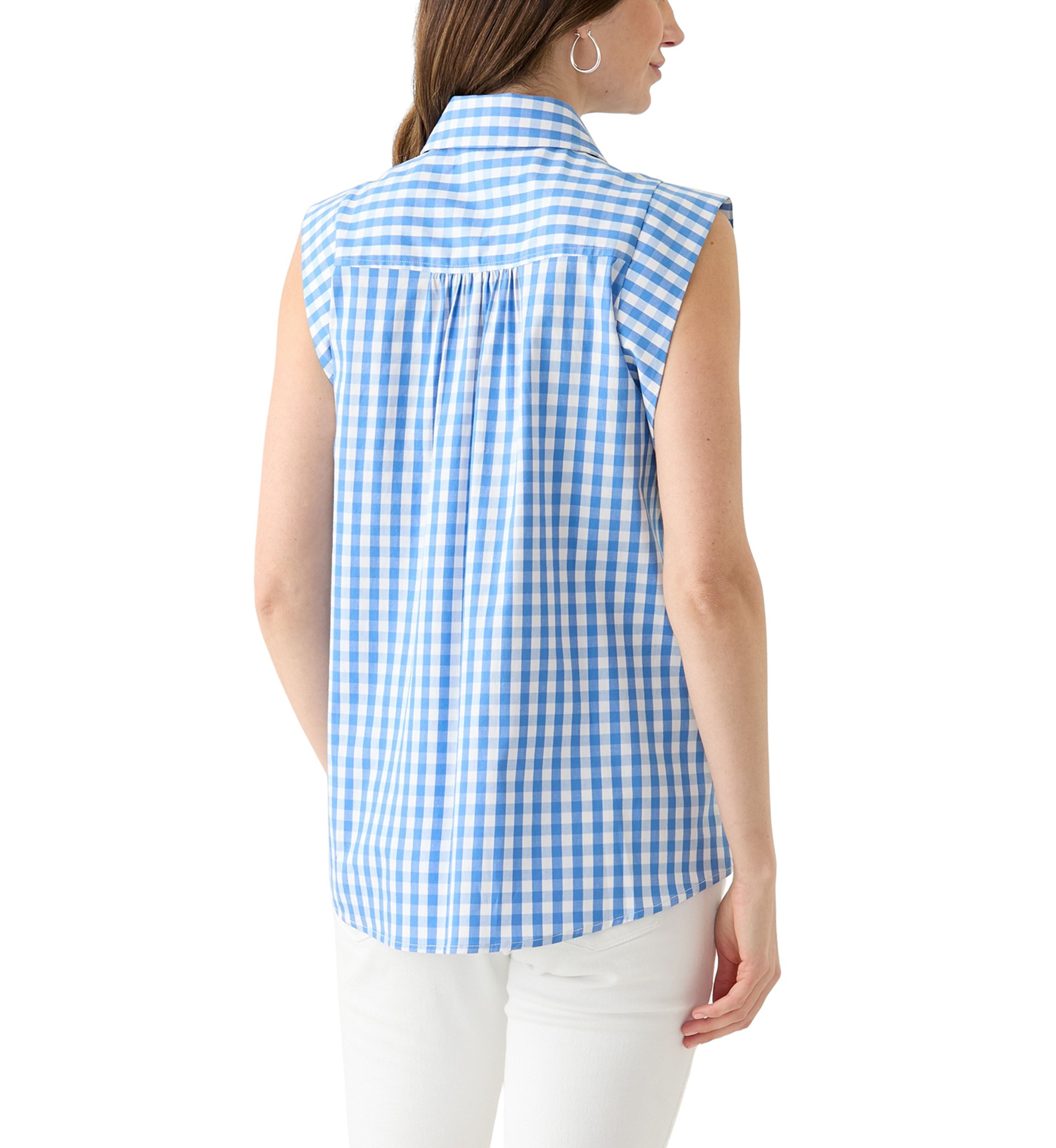 Womens Sleeveless Striped Button Down Shirt 