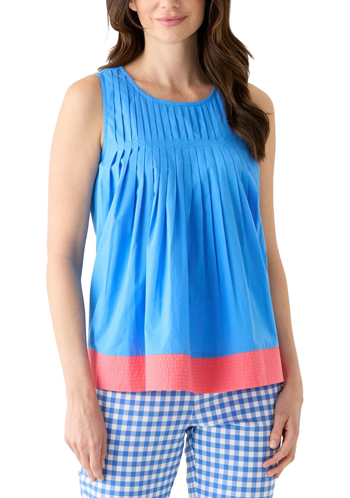 Womens Sleeveless Pintuck Top