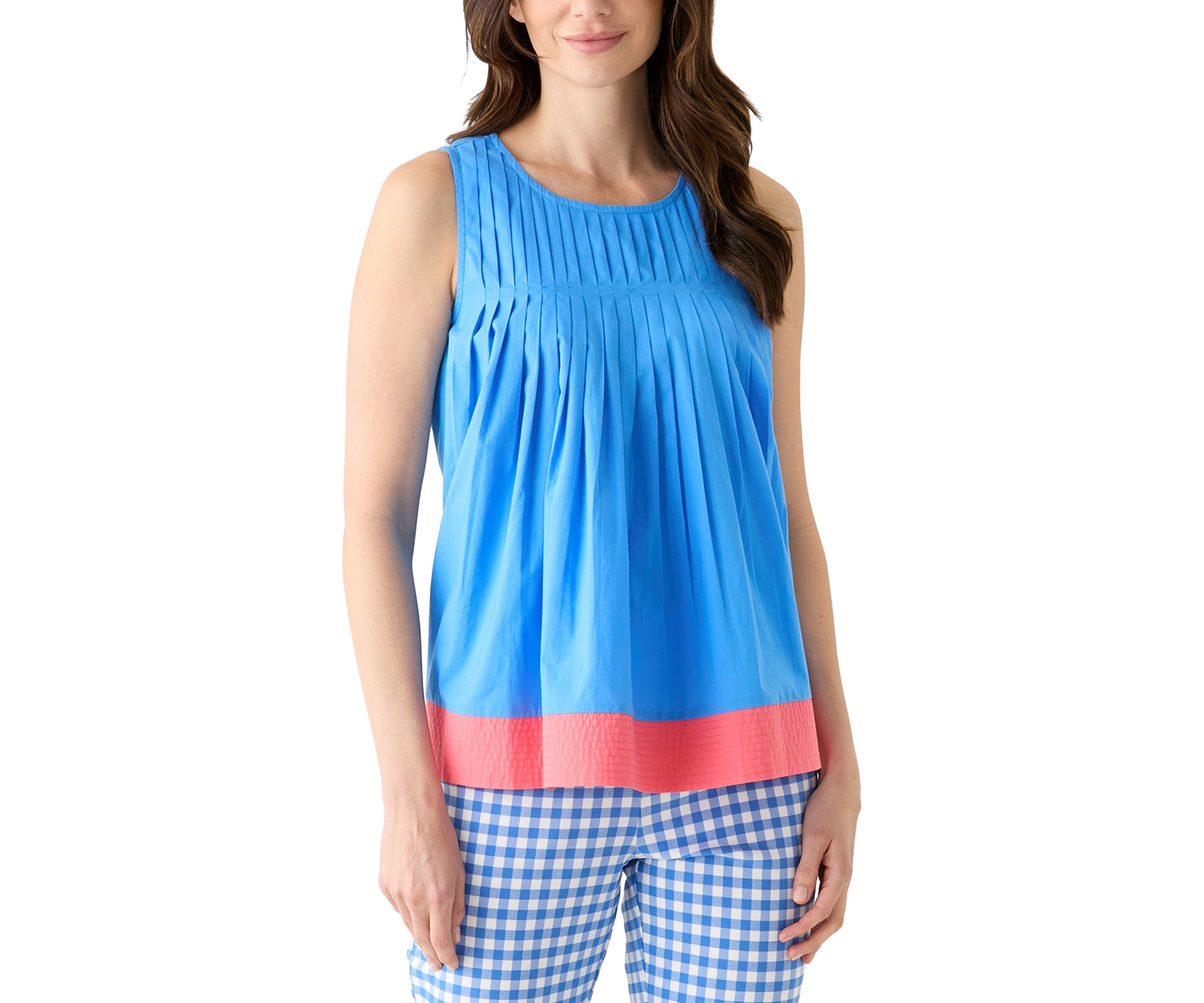 Womens Sleeveless Pintuck Top