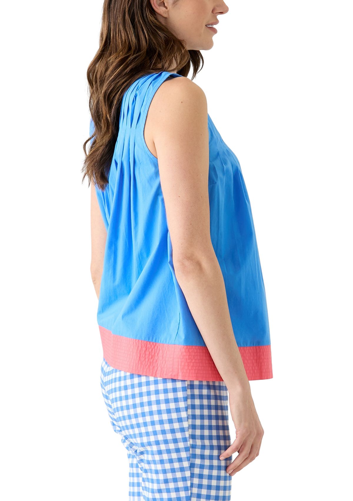 Womens Sleeveless Pintuck Top