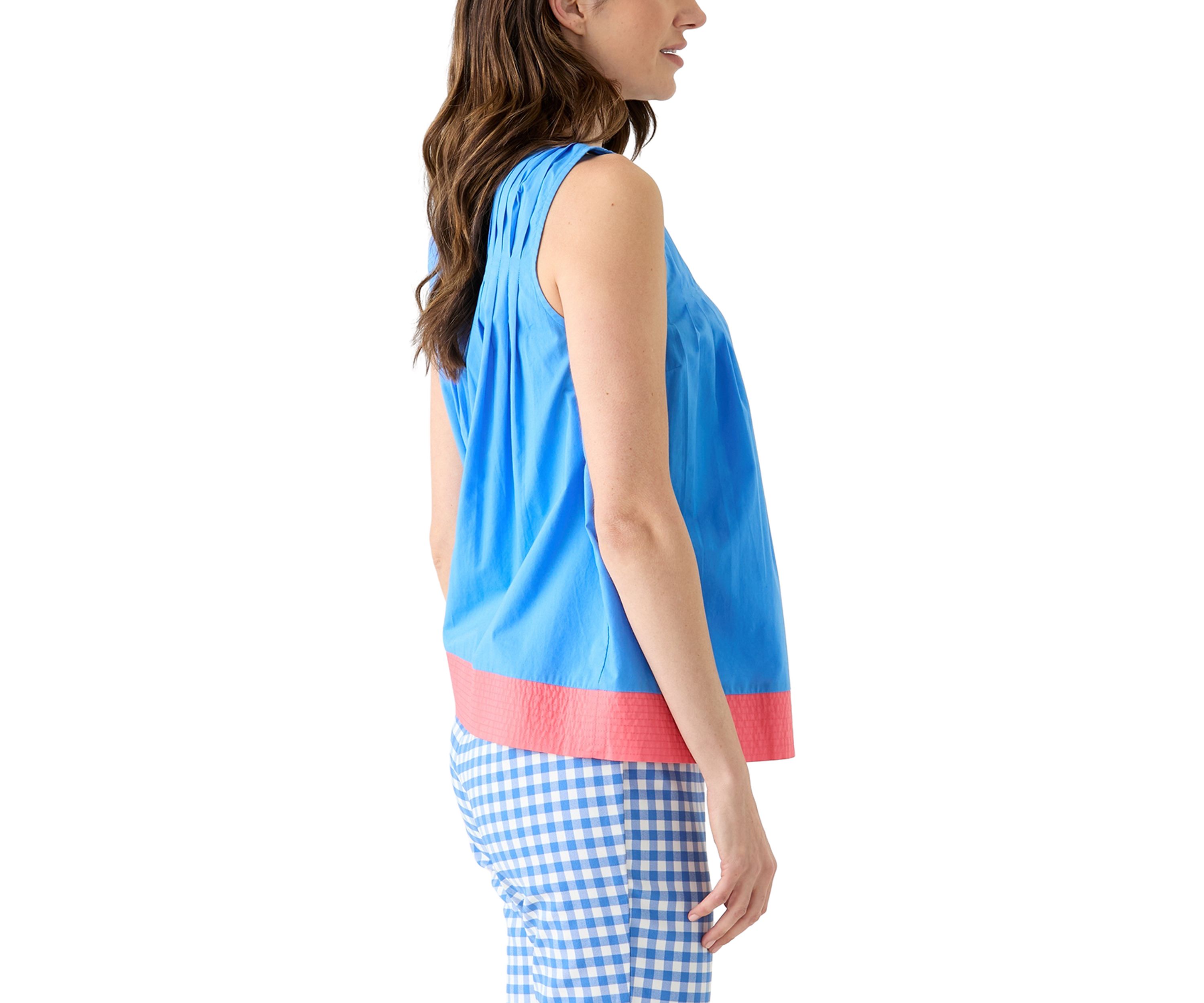 Womens Sleeveless Pintuck Top