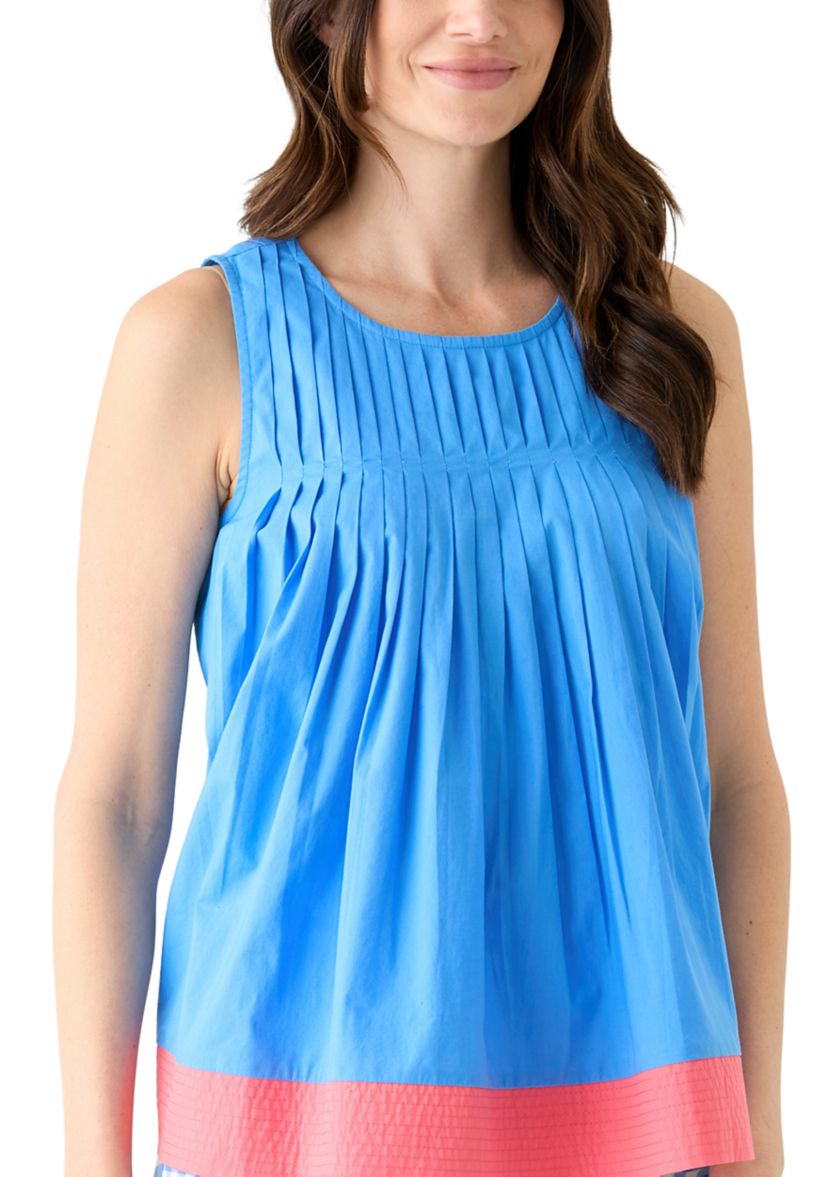 Womens Sleeveless Pintuck Top