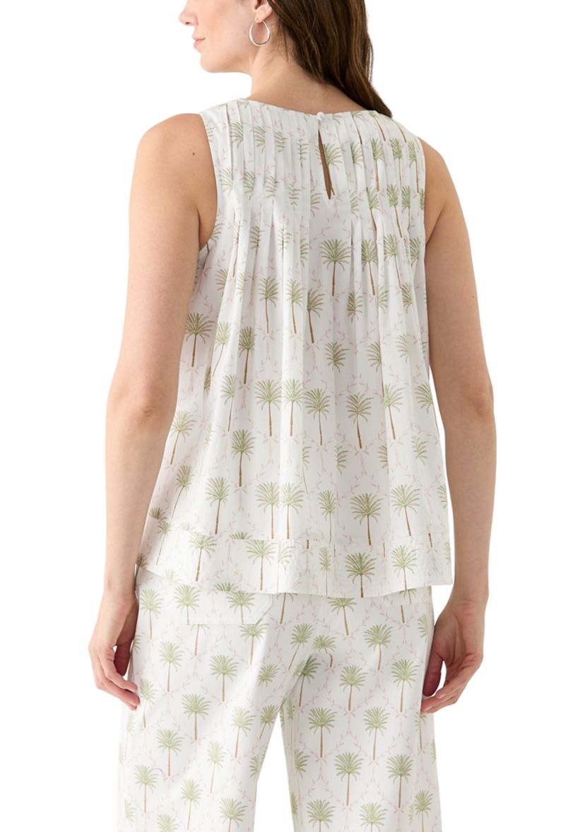 Womens Printed Pintuck Top