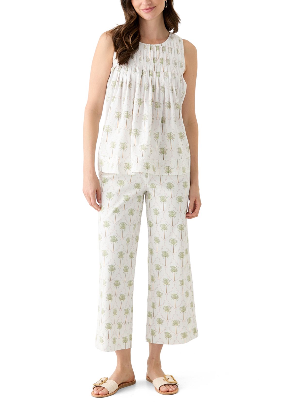 Womens Printed Pintuck Top