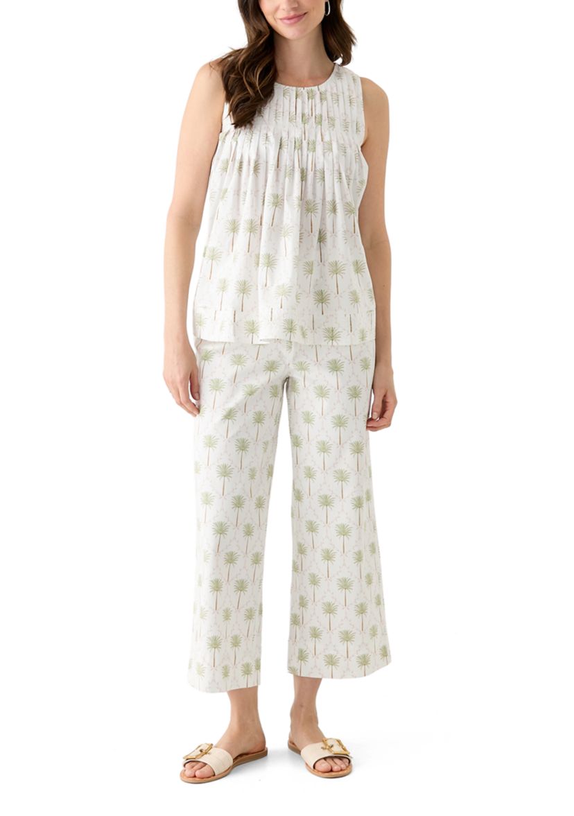 Womens Printed Pintuck Top