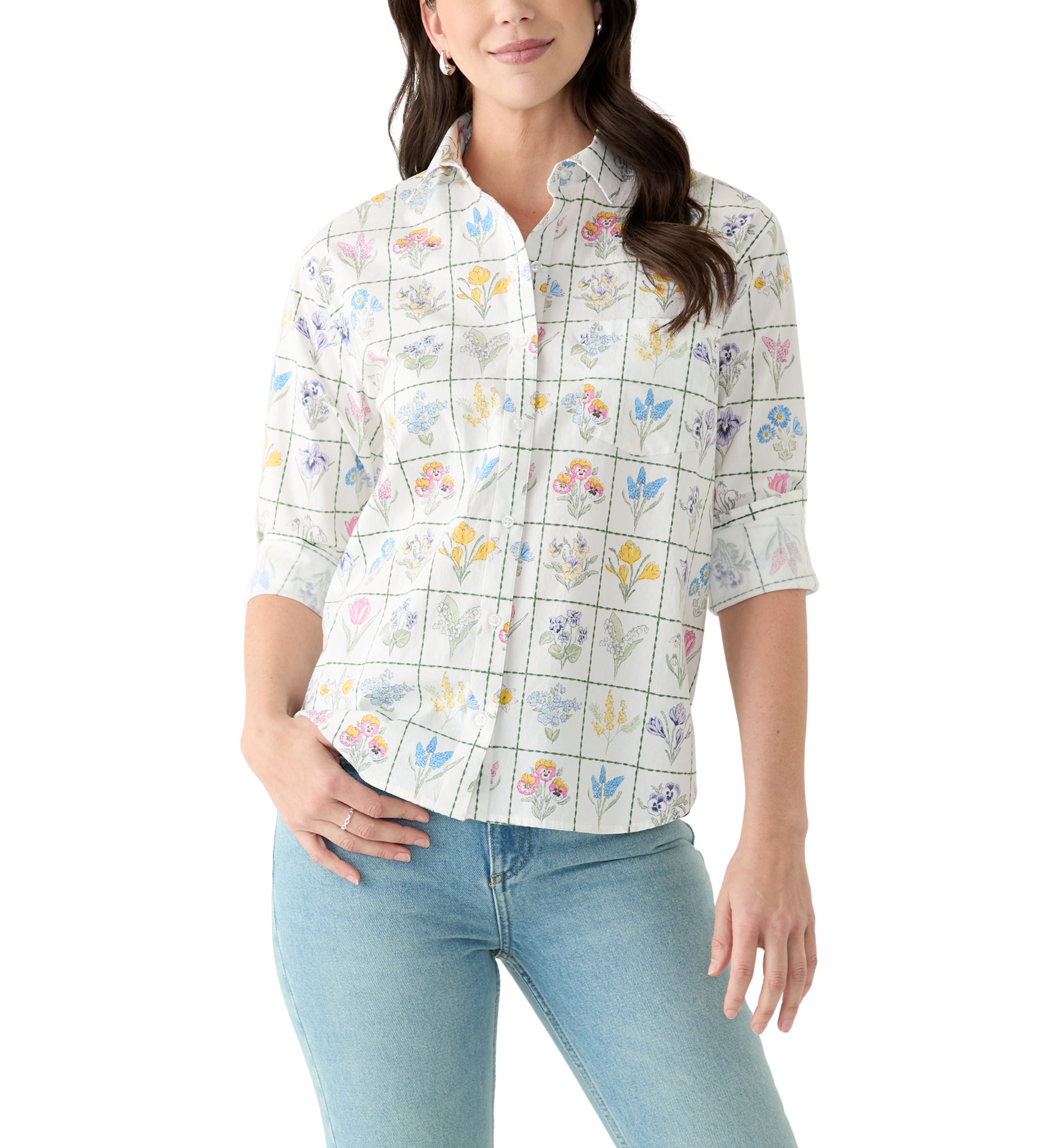 Womens Long Sleeve Printed Boyfriend Shirt 