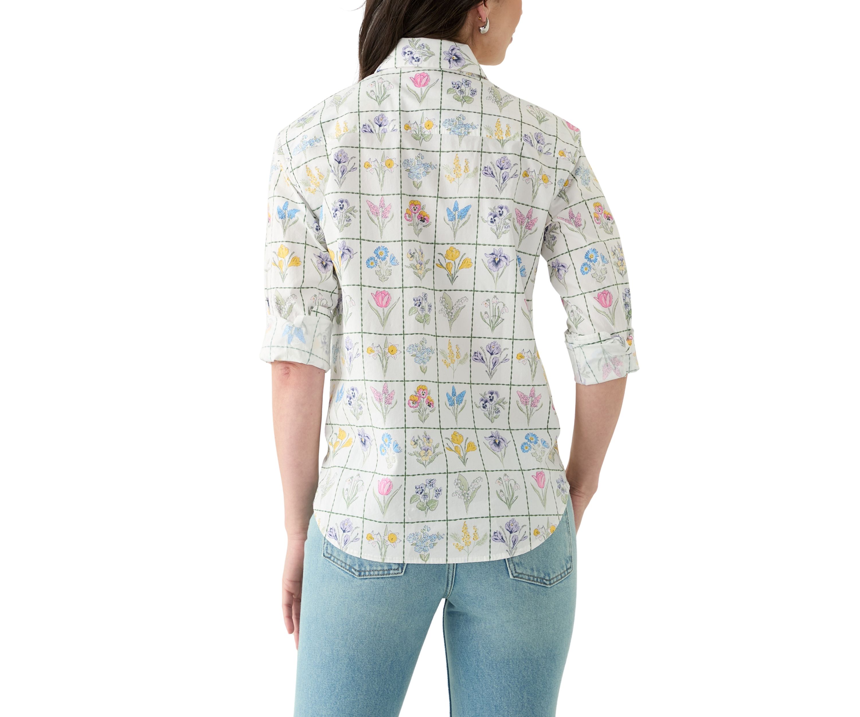 Womens Long Sleeve Printed Boyfriend Shirt 