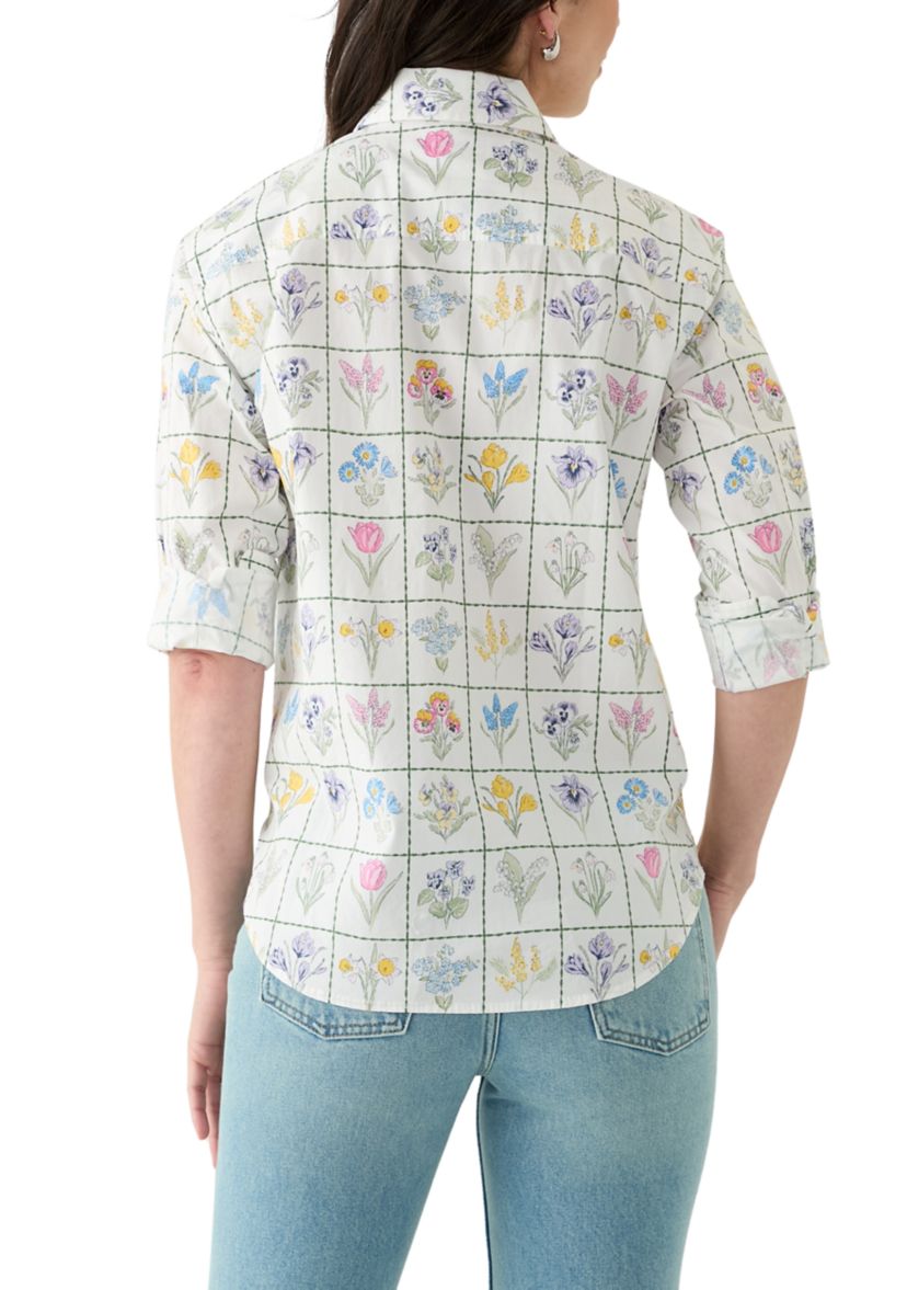 Womens Long Sleeve Printed Boyfriend Shirt 