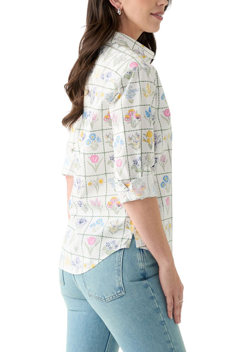 Womens Long Sleeve Printed Boyfriend Shirt 