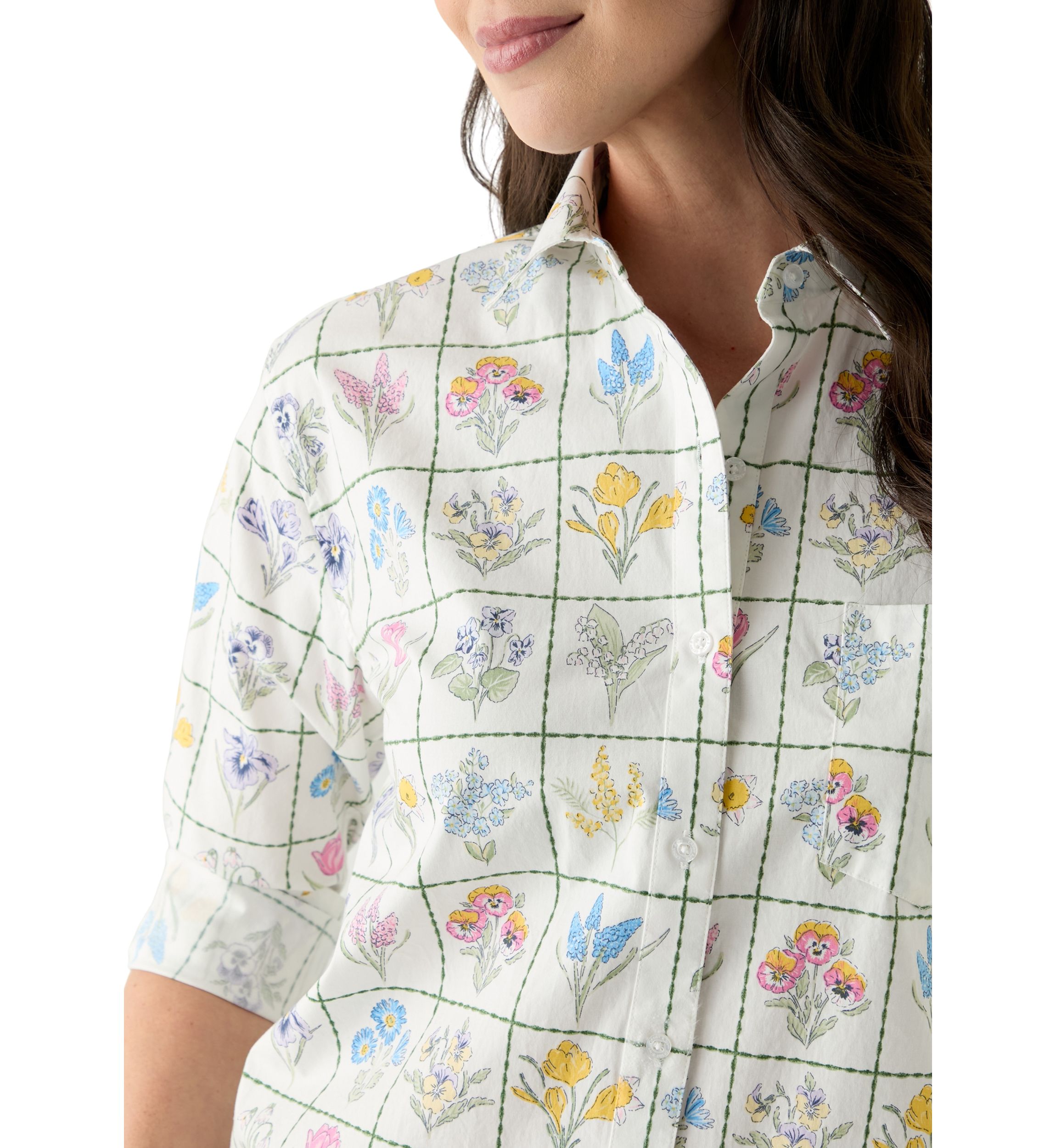 Womens Long Sleeve Printed Boyfriend Shirt 