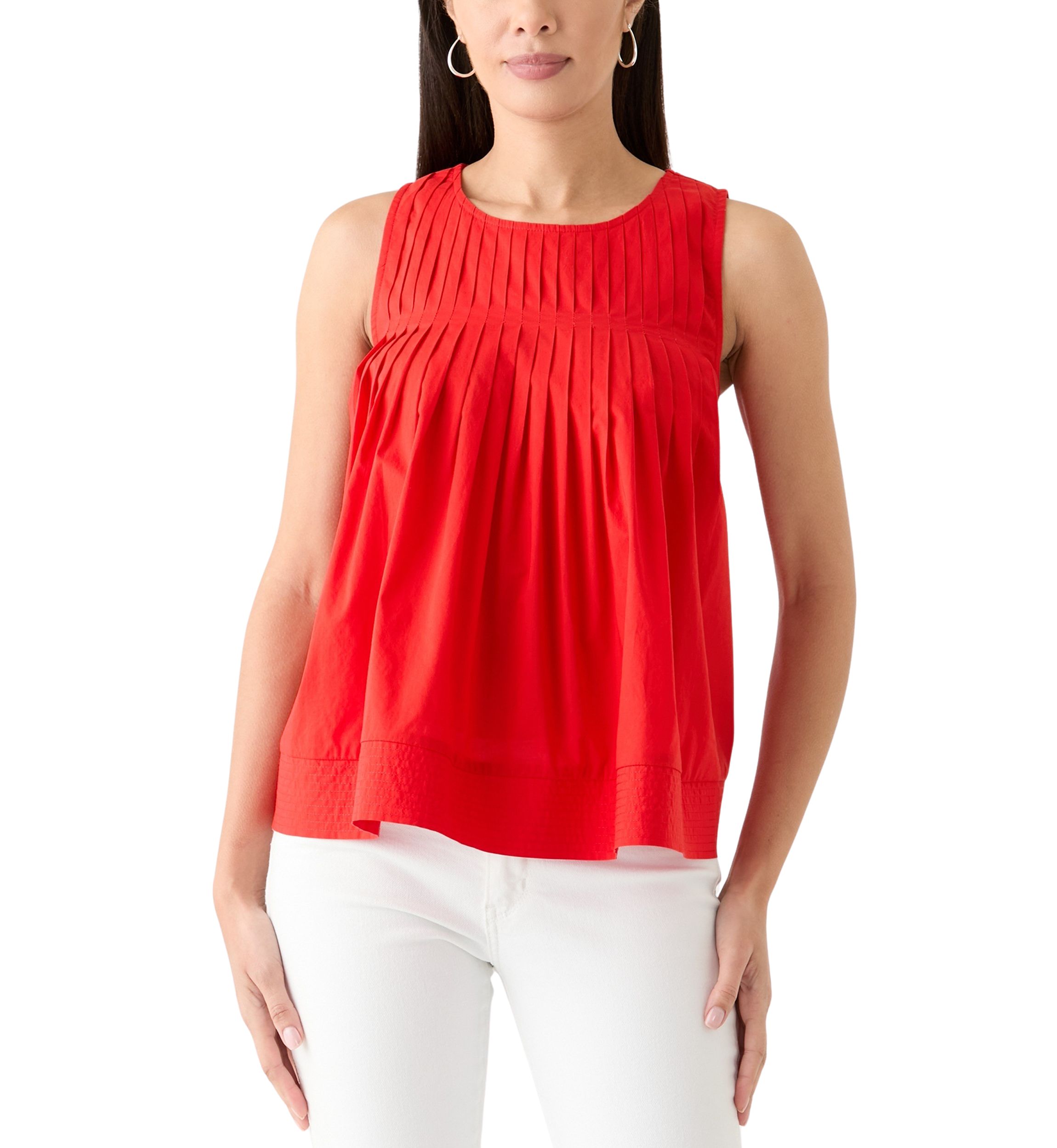 Womens Sleeveless Pintuck Blouse