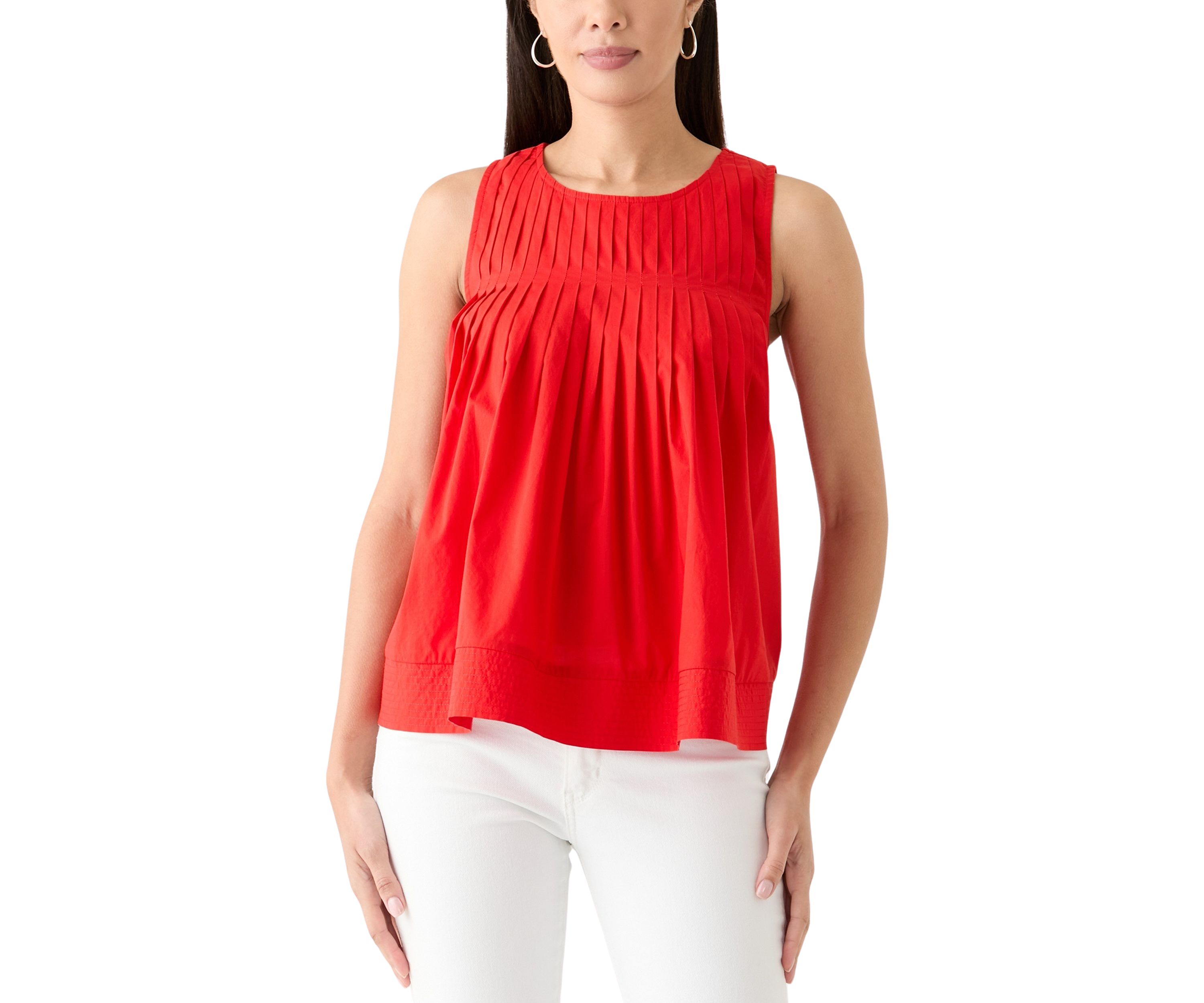 Womens Sleeveless Pintuck Blouse