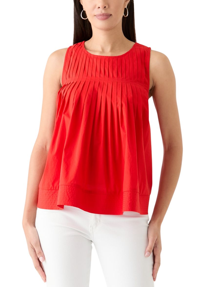 Womens Sleeveless Pintuck Blouse
