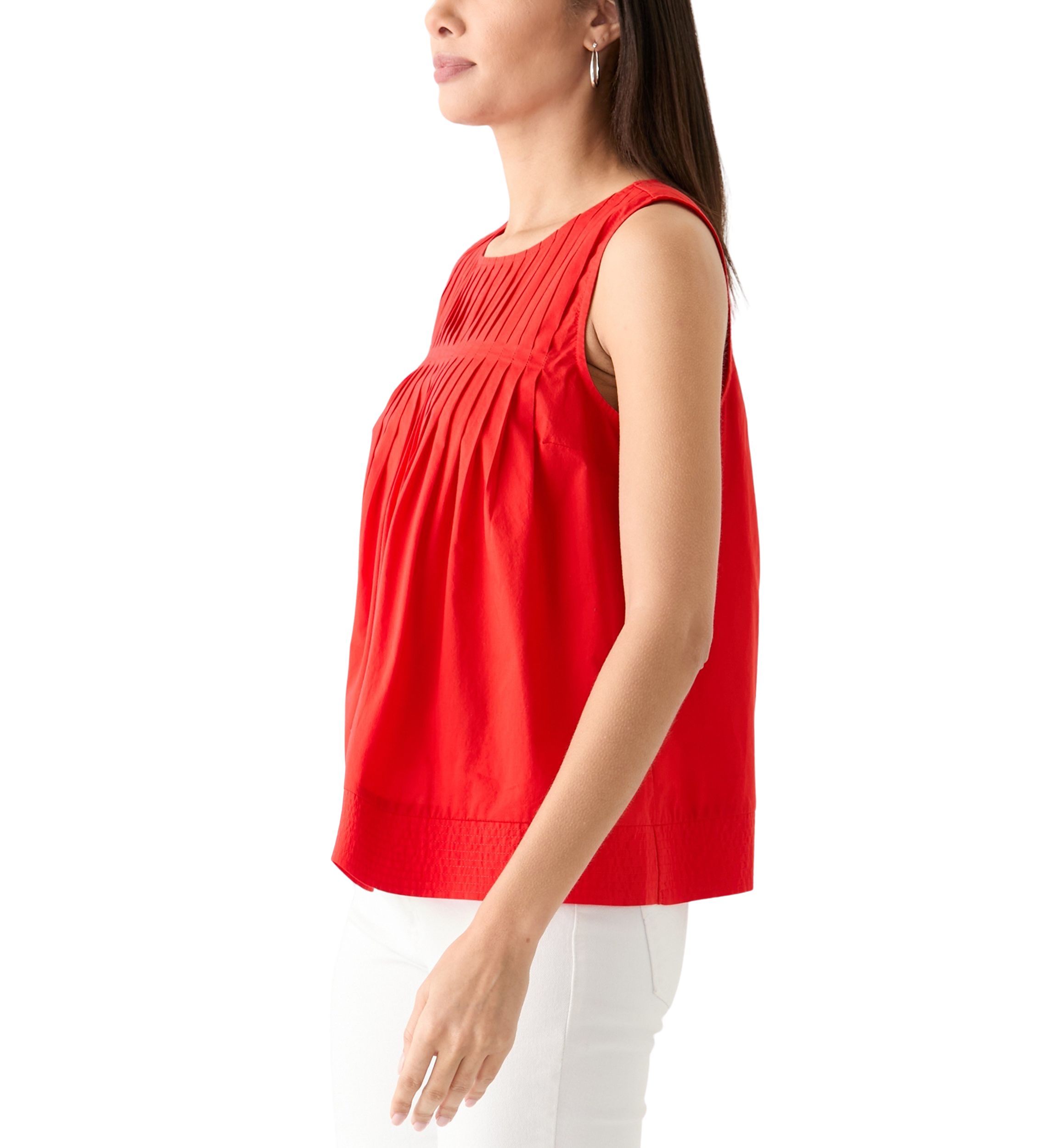 Womens Sleeveless Pintuck Blouse