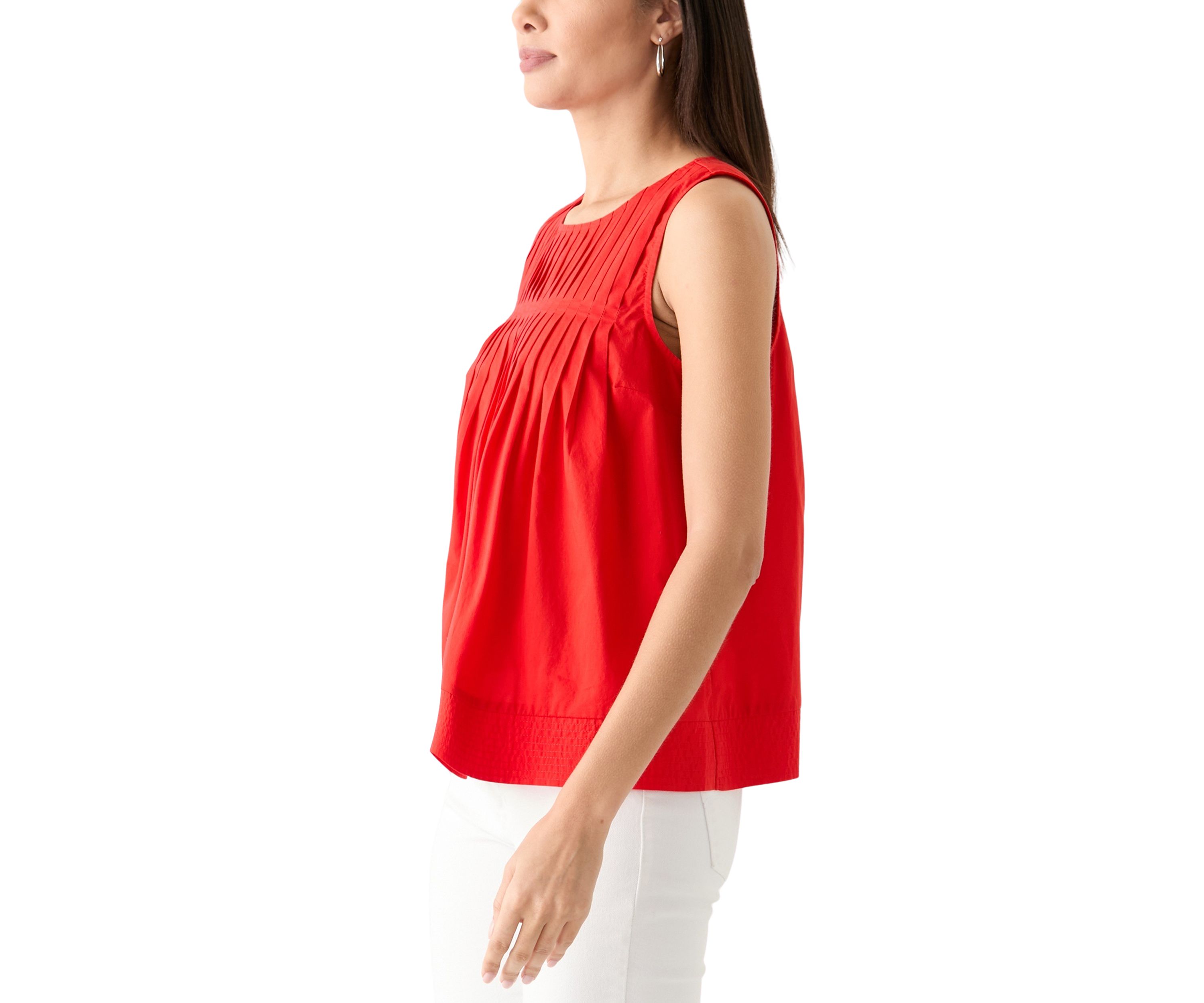 Womens Sleeveless Pintuck Blouse