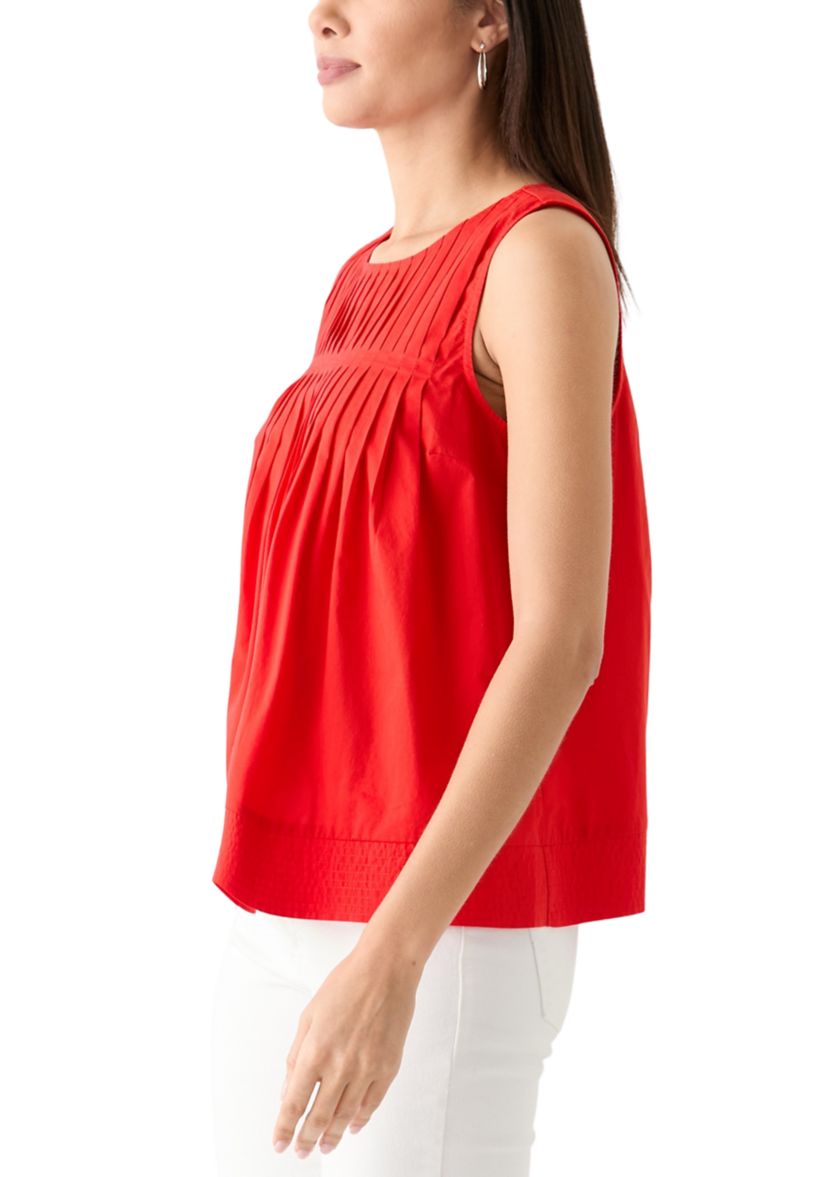 Womens Sleeveless Pintuck Blouse