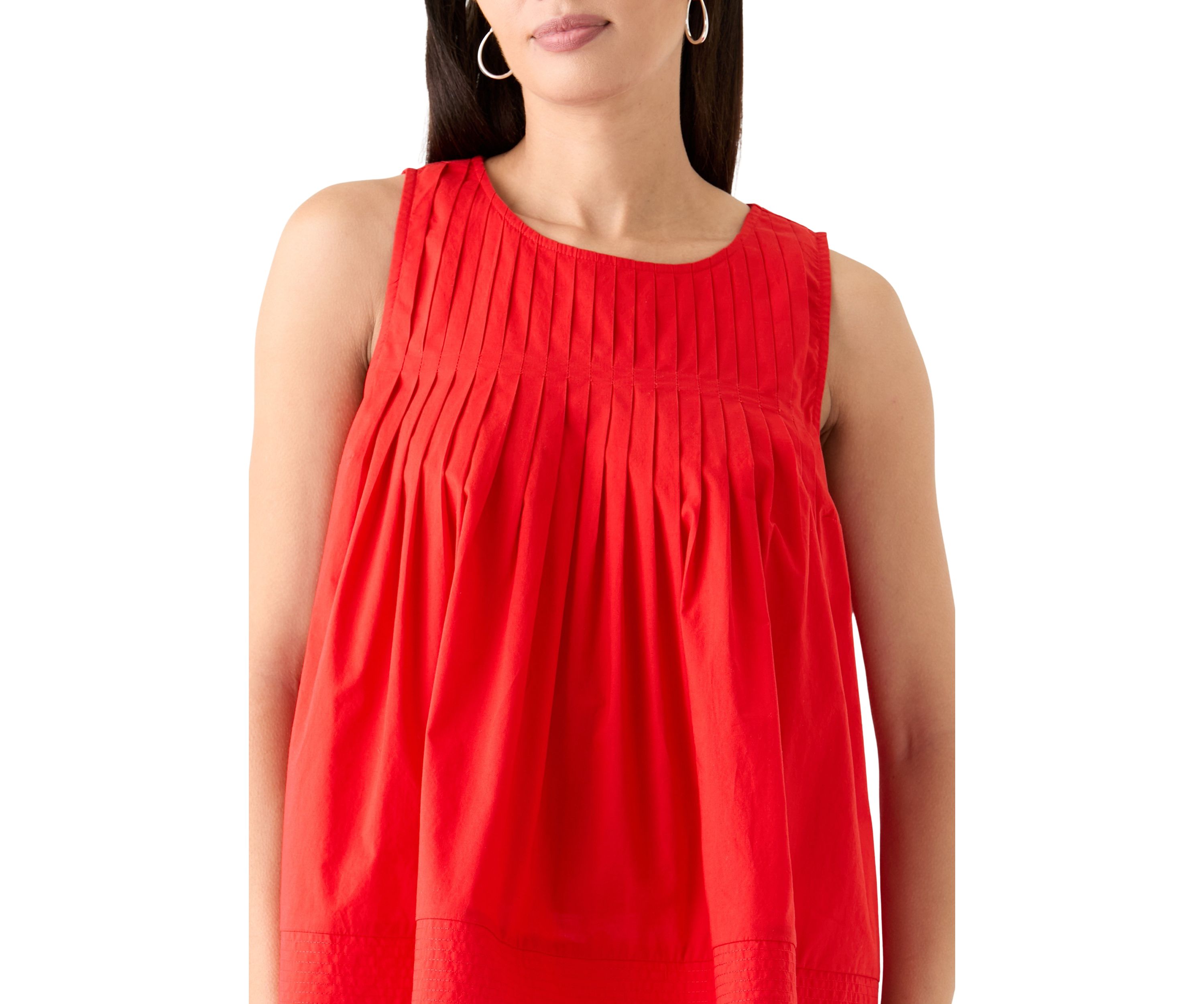 Womens Sleeveless Pintuck Blouse
