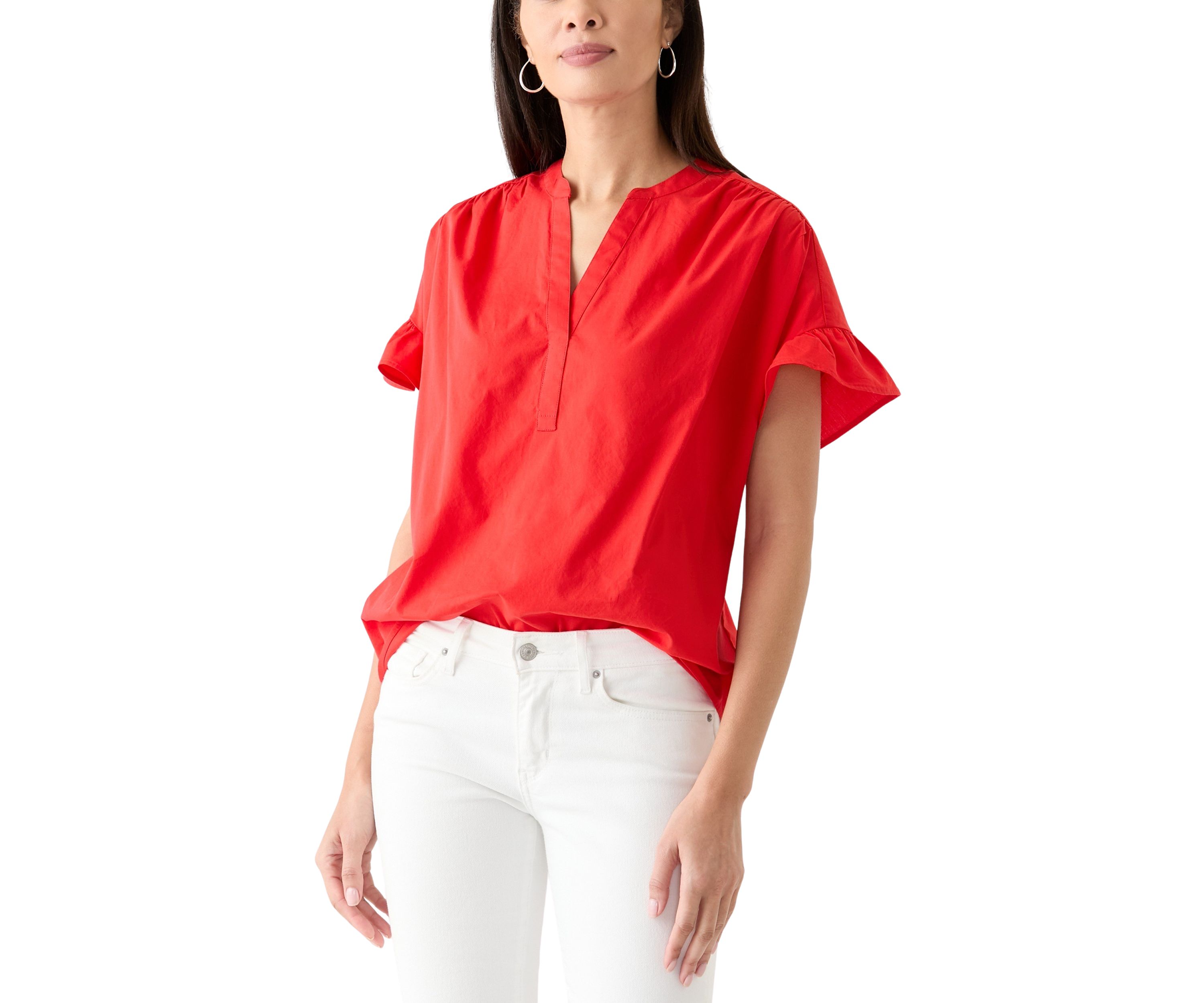 Womens Solid Bell Sleeve Top