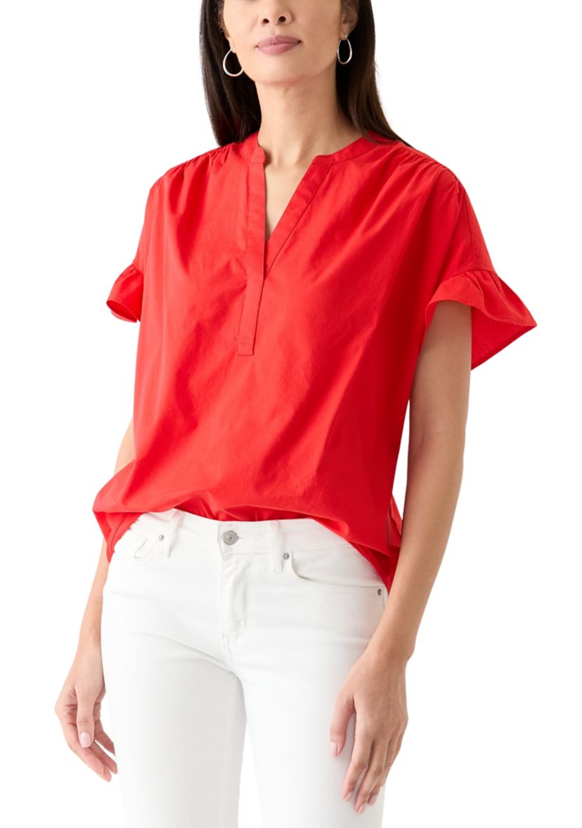 Womens Solid Bell Sleeve Top