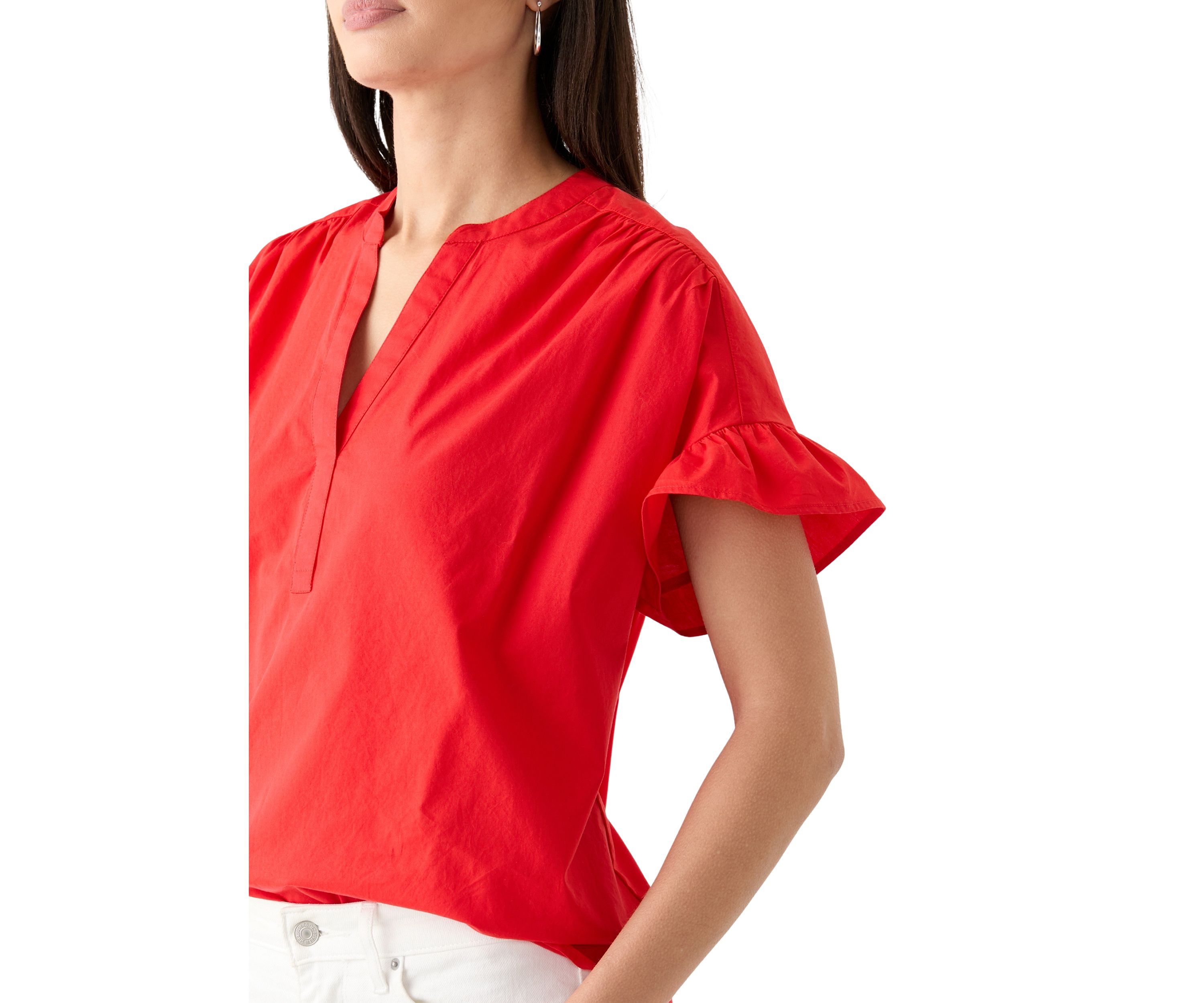Womens Solid Bell Sleeve Top