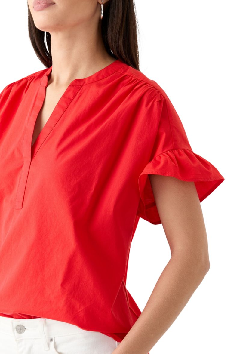 Womens Solid Bell Sleeve Top