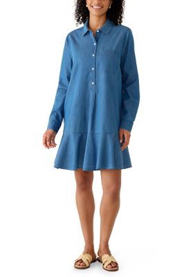 Crown & Ivy Women's Long Sleeve Mini Shirt Dress