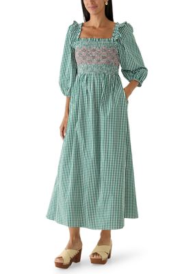 Crown & Ivy Women's 3/4 Sleeve Midi Dress, Green, Large