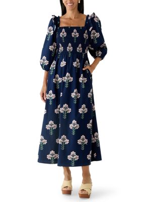 Crown & Ivy Women's 3/4 Sleeve Print Midi Dress