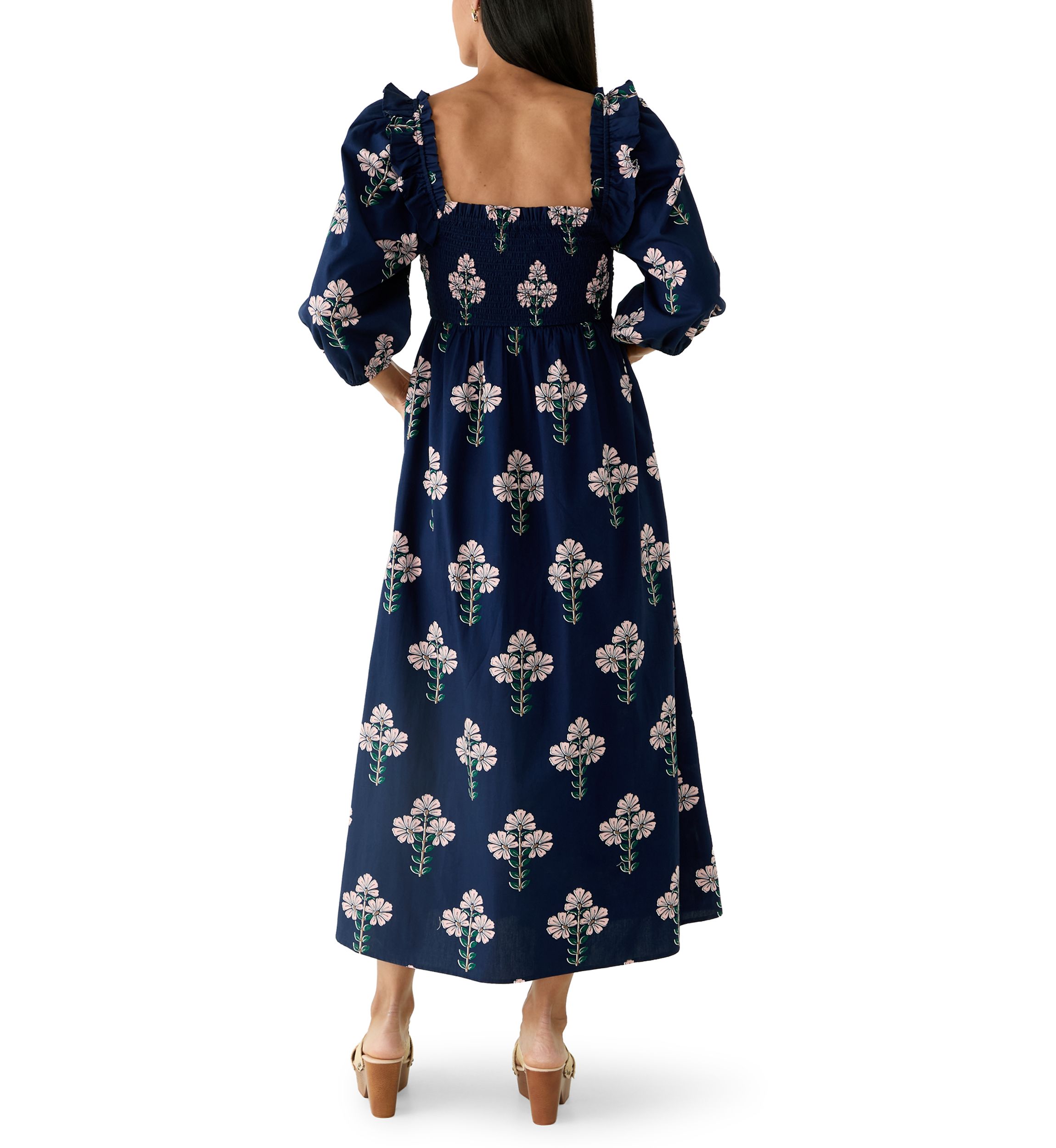 womens spring dress Citrus Lyon Knee Mint / M Anna Cate Teal Stem oversized-delivery blue Tiers with ruffle Size:46 Long