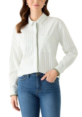 Crown & Ivy Women's Long Sleeve Boyfriend Shirt