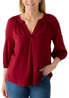Crown & Ivy Women's 3/4 Sleeve Peasant Top