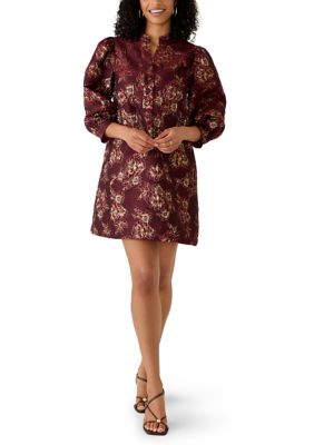 Crown & Ivy Women's 3/4 Sleeve Jacquard Mini Dress