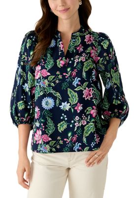 Crown & Ivy Women's 3/4 Sleeve Split Neck Top